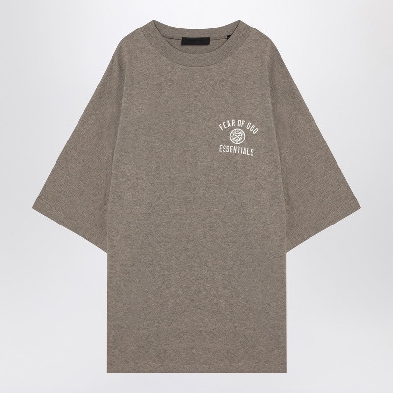 ESSENTIALS HEATHER GREY T-SHIRT WITH UNIVERSITY LOGO ON THE CHEST ...