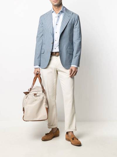 Brunello Cucinelli pinstriped peak lapels blazer outlook