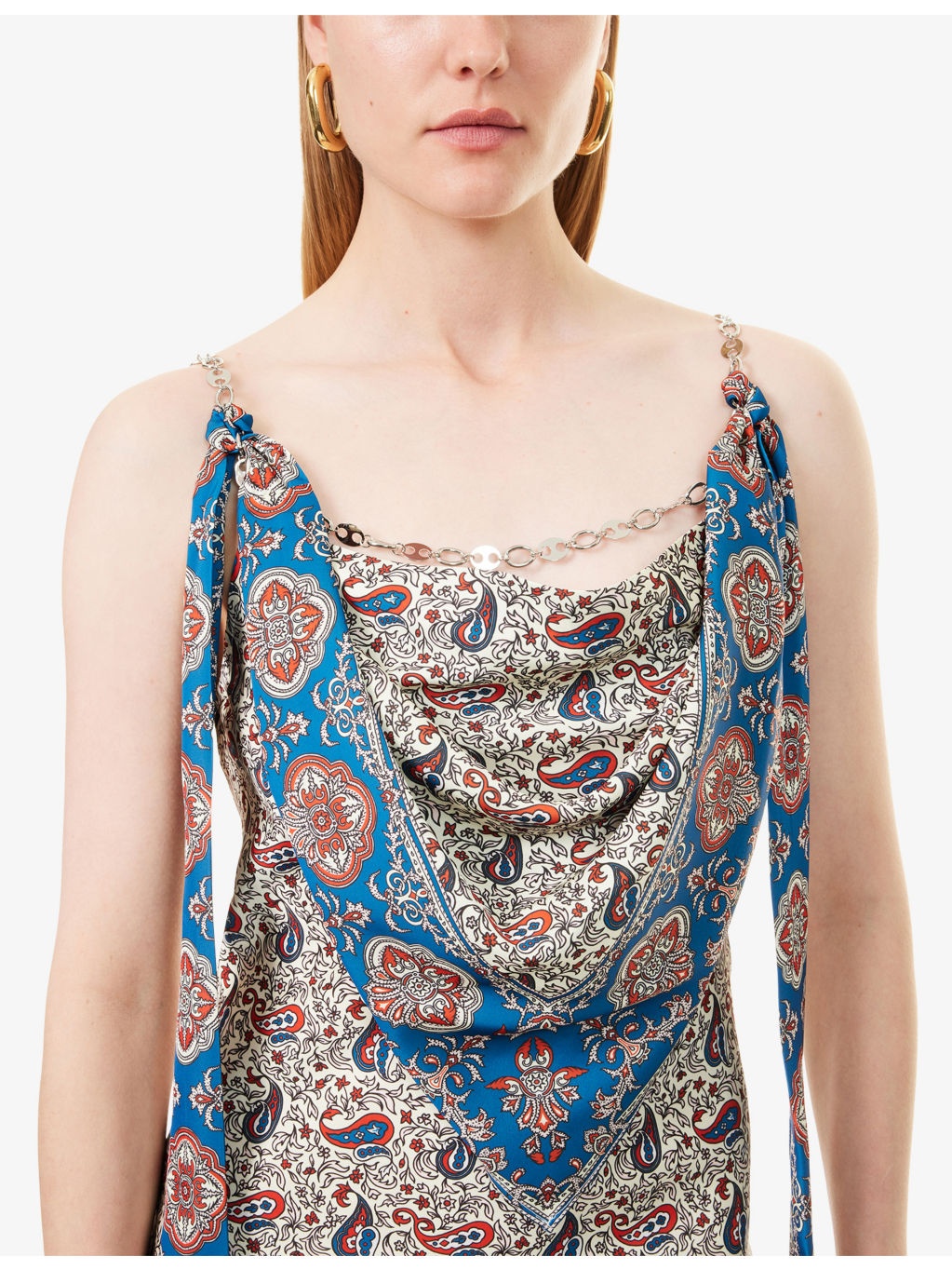 Chain Draped Woven Maxi Dress - 5
