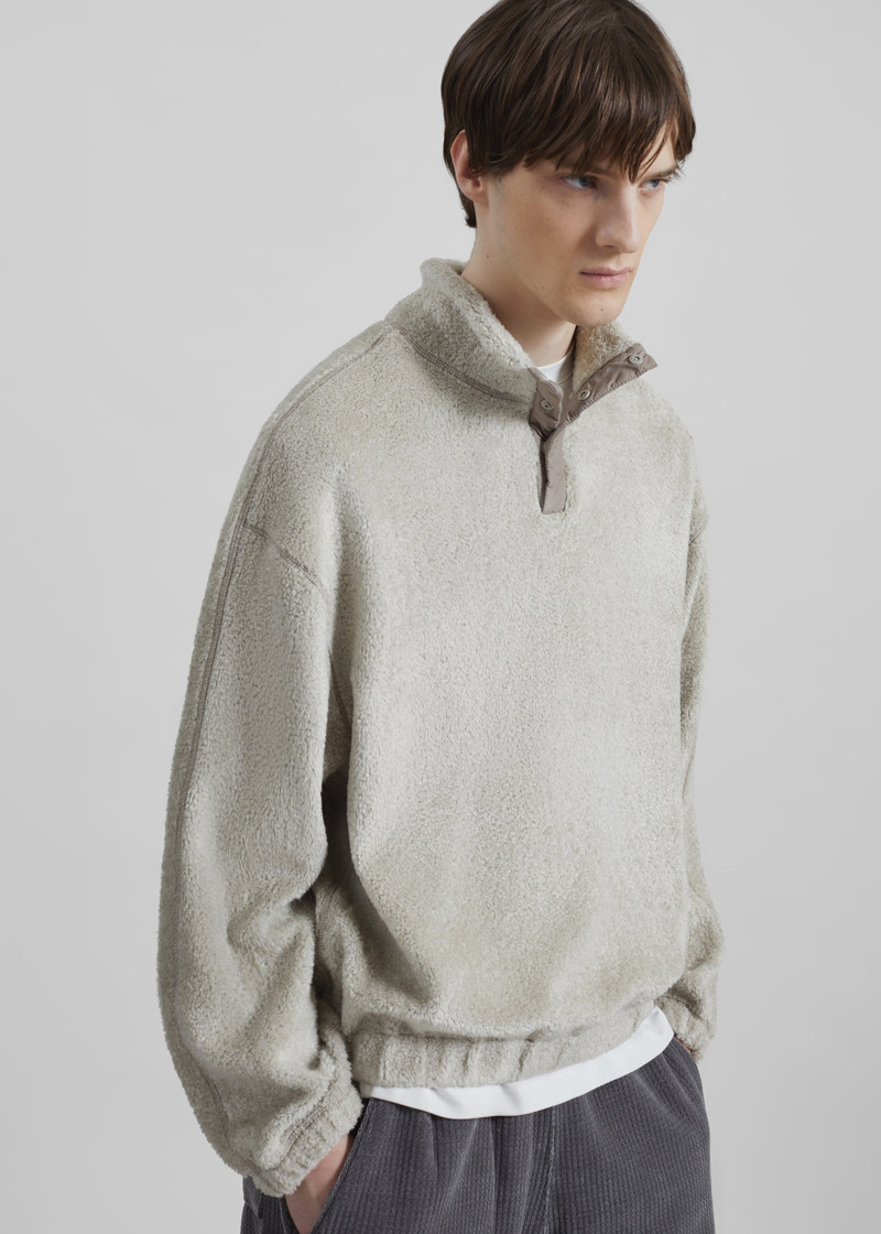 Amomento Fluffy Oversized Half Neck Pullover - Grey 8