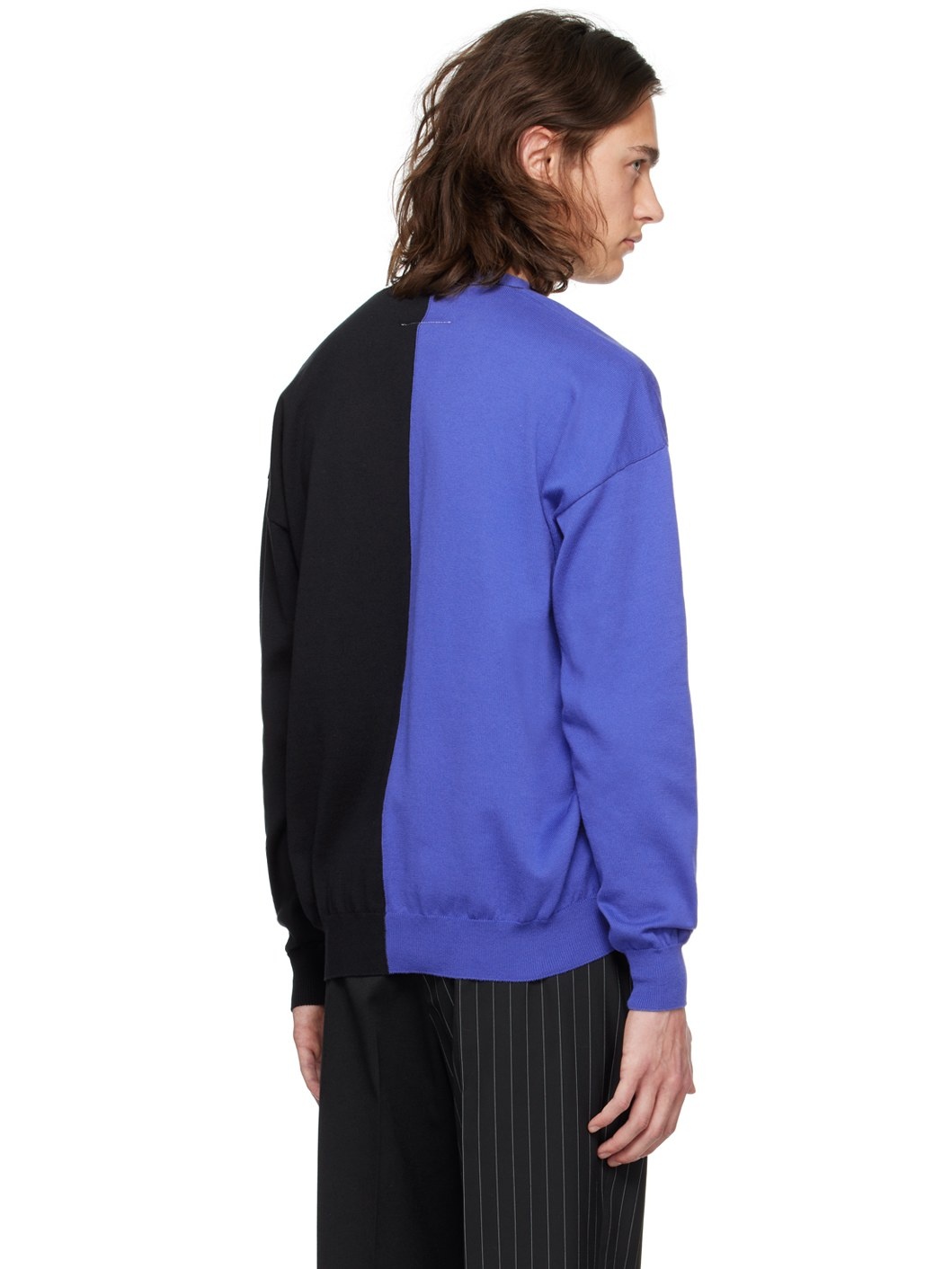 Blue & Black Paneled Cardigan - 3
