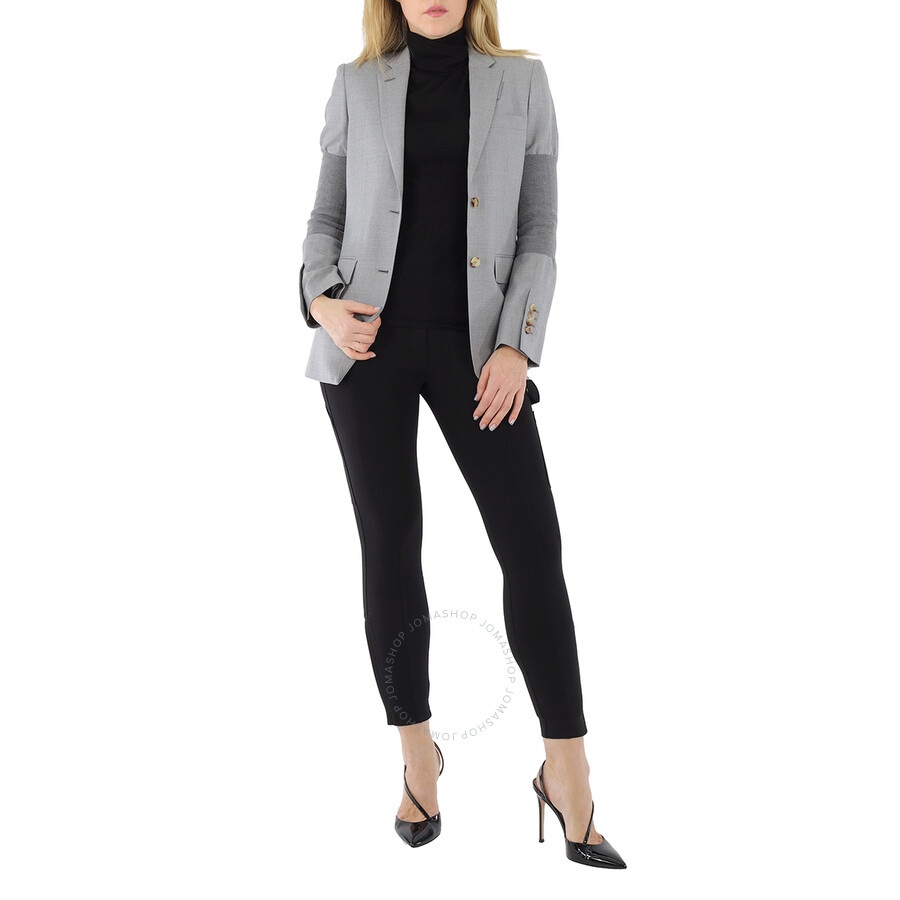 Burberry Ladies Ribbed-panel Single-breasted Wool Blazer Jacket - 6