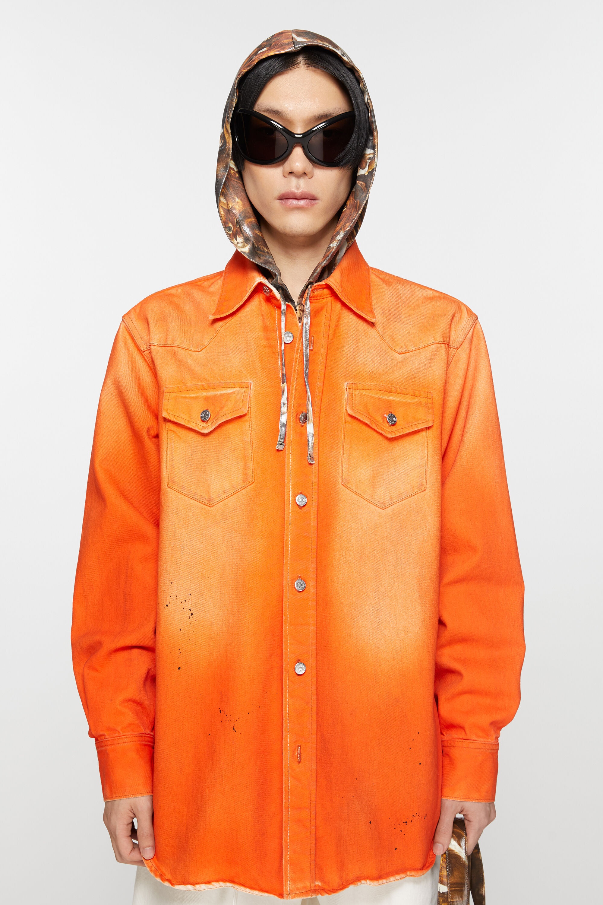 Denim shirt - Relaxed fit - Neon orange - 2