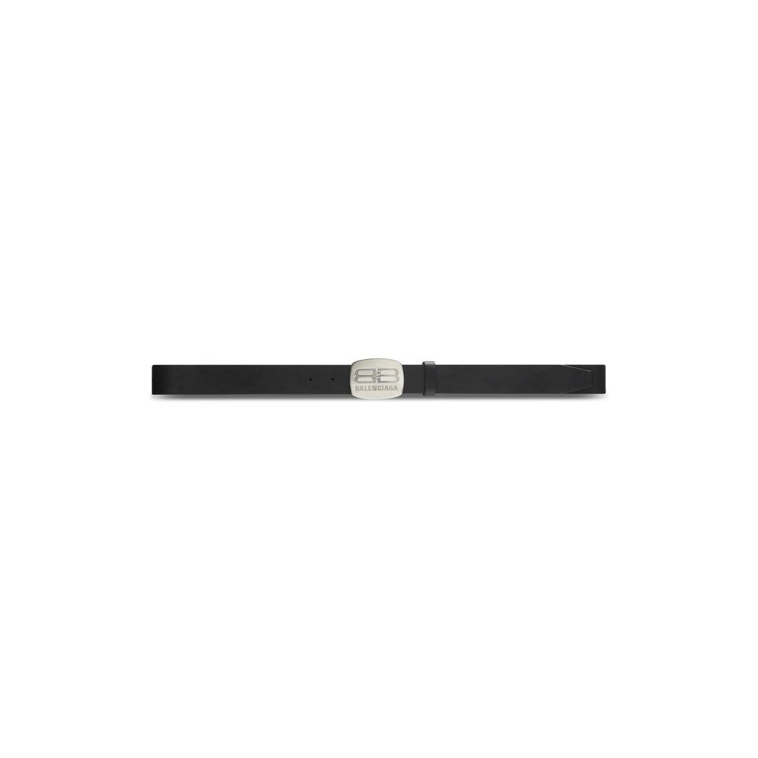 Men's Rounded Logo Plaque Belt in Black - 1