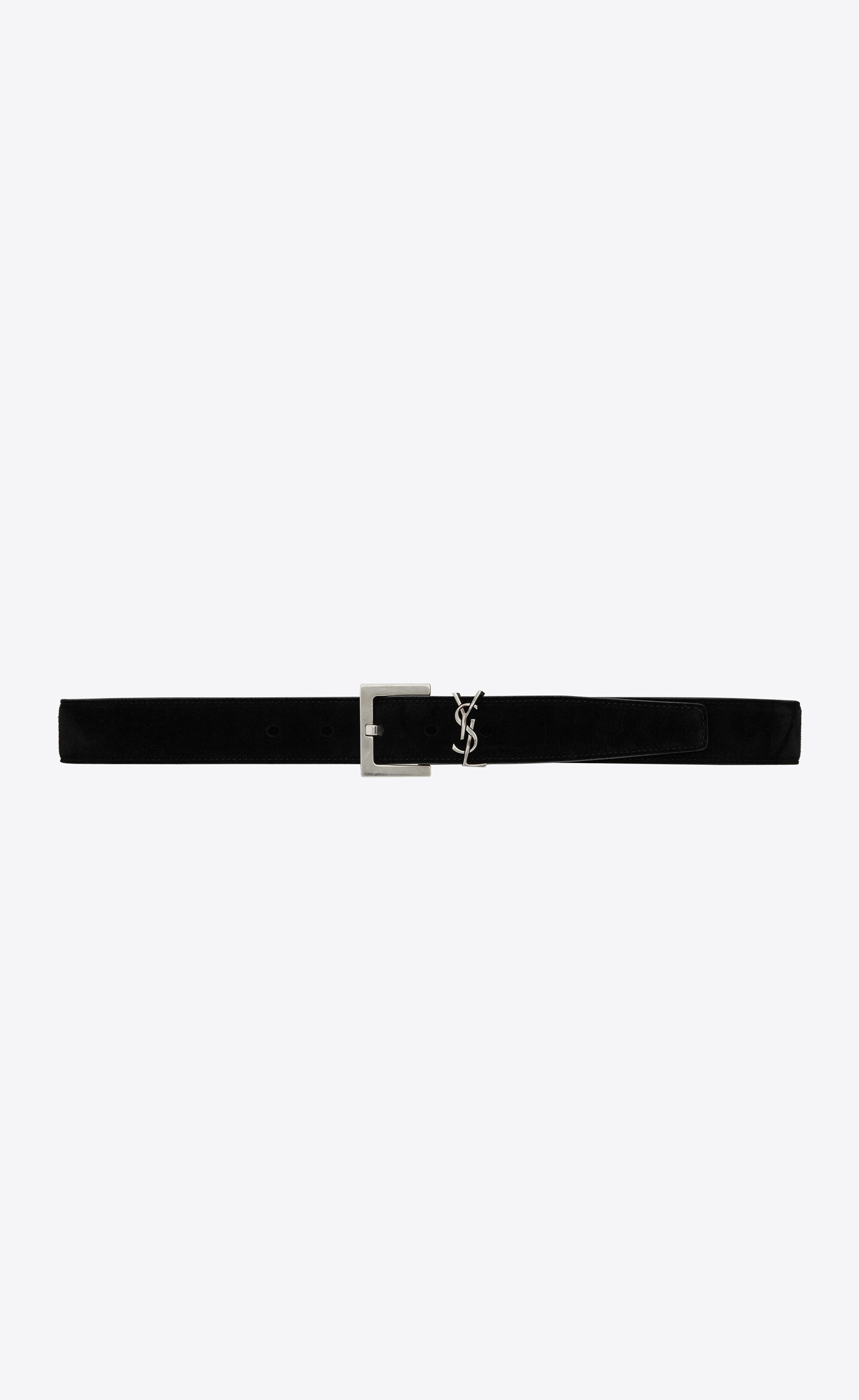 monogram belt with square buckle in suede - 1