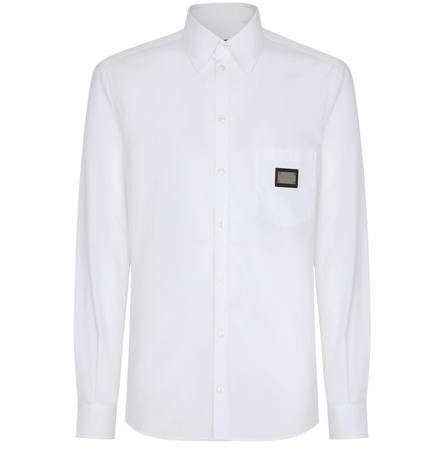 Cotton Martini-fit shirt with branded tag - 1