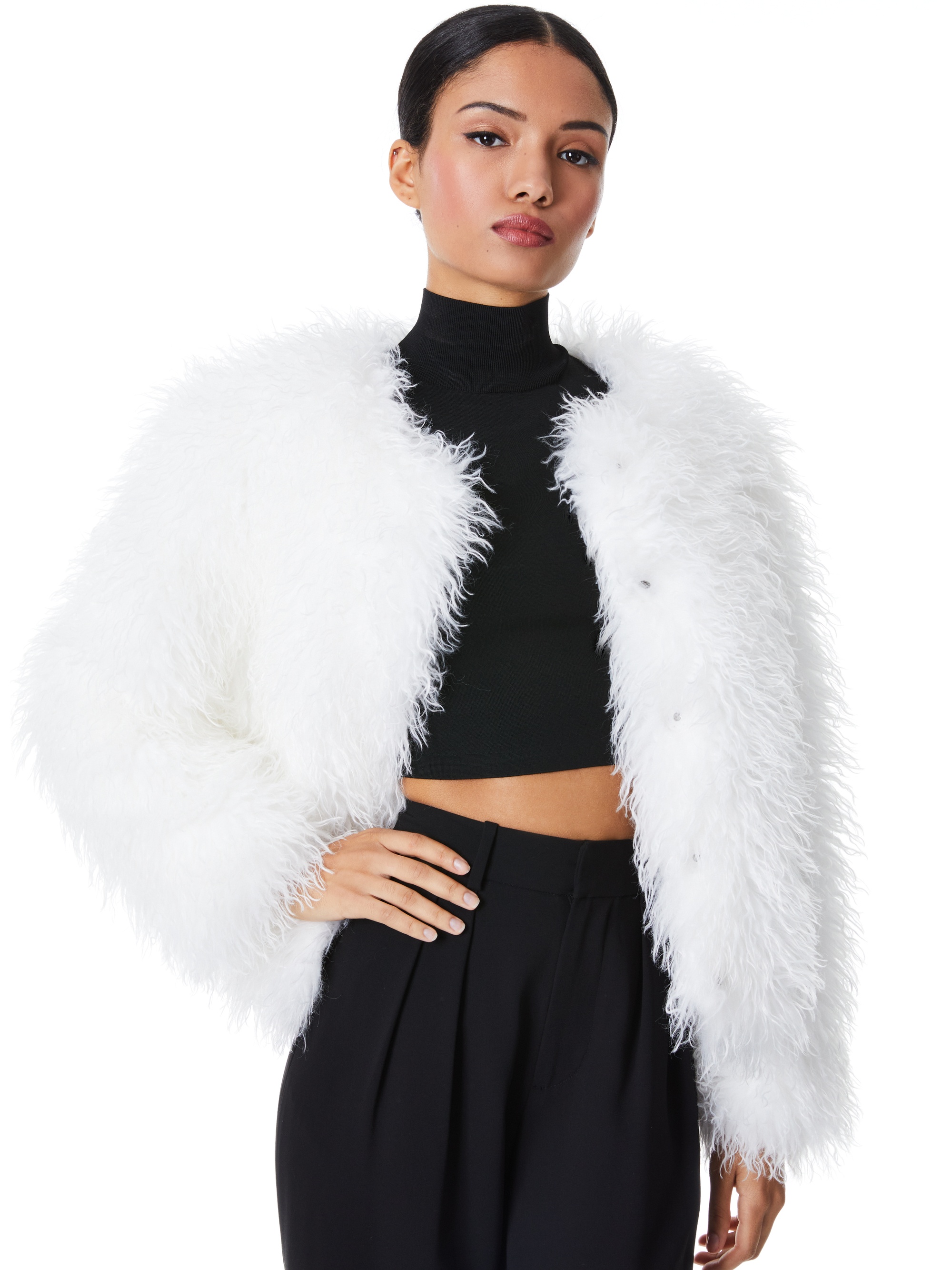 JERRIE COLLARLESS FAUX FUR COAT - 2