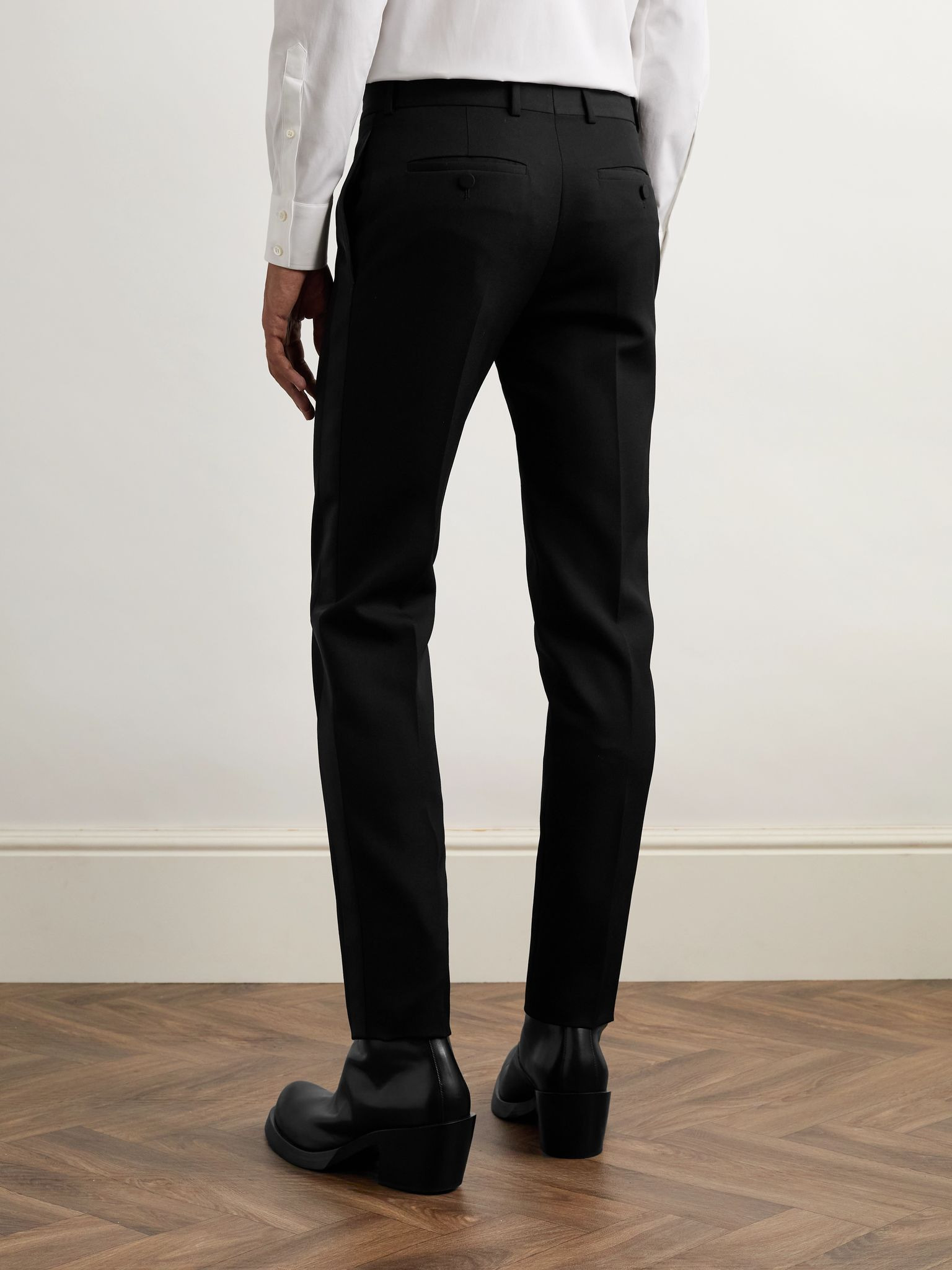 Slim-Fit Straight-Leg Wool Trousers Black - 4