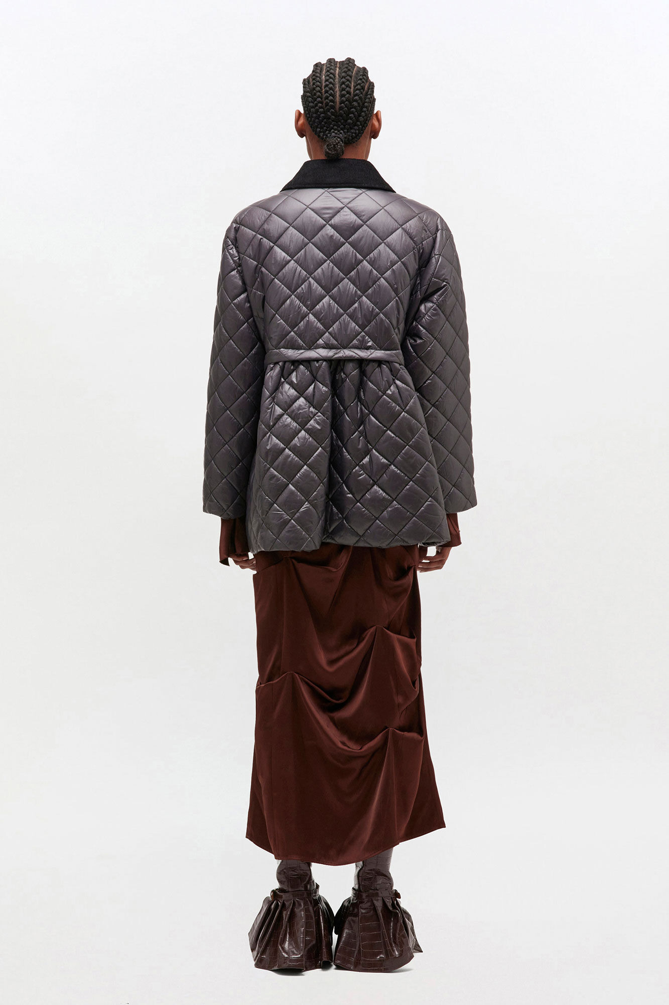 DARK GREY QUILT MIDI JACKET - 3