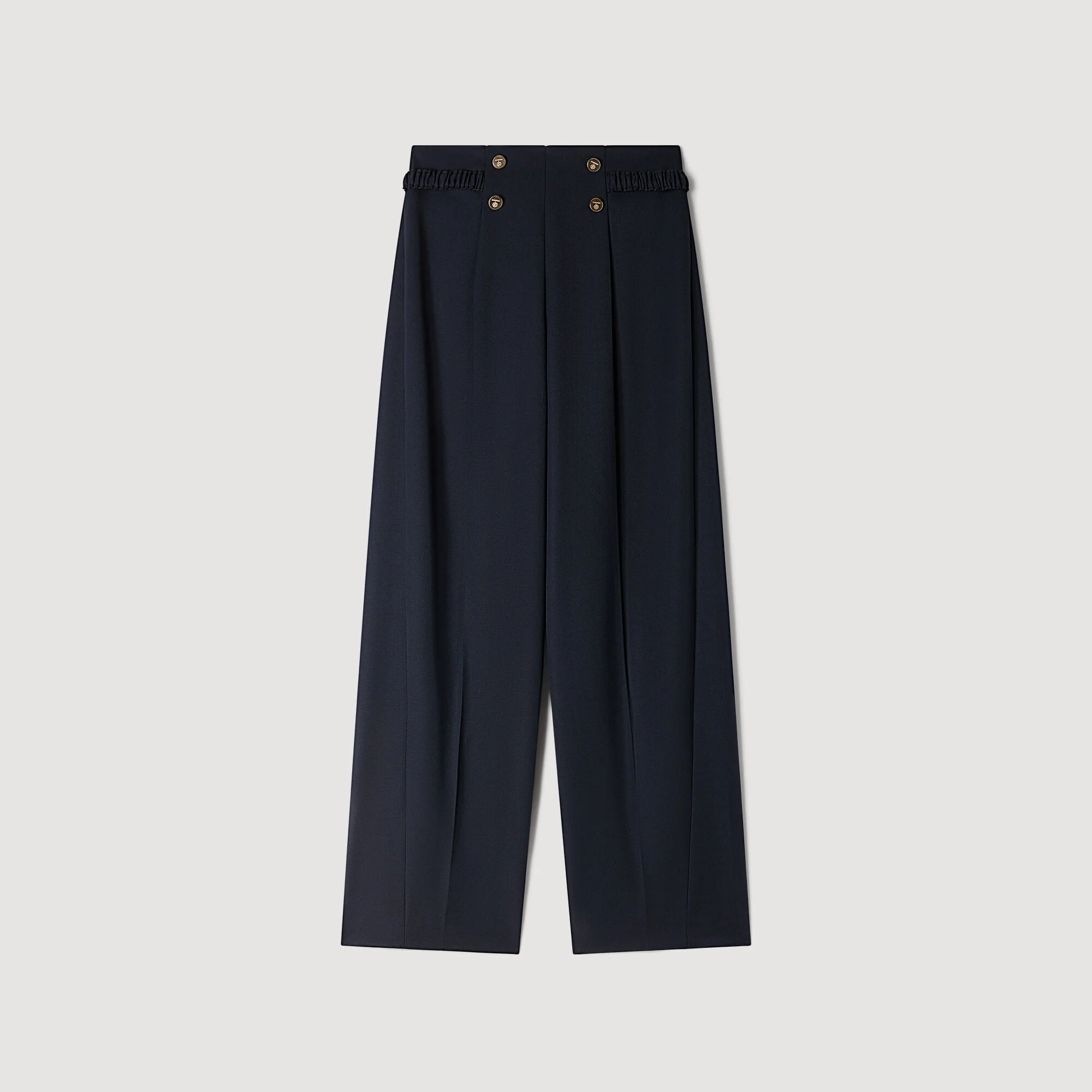 BUTTONED WIDE-LEG WOOL TROUSERS - 1