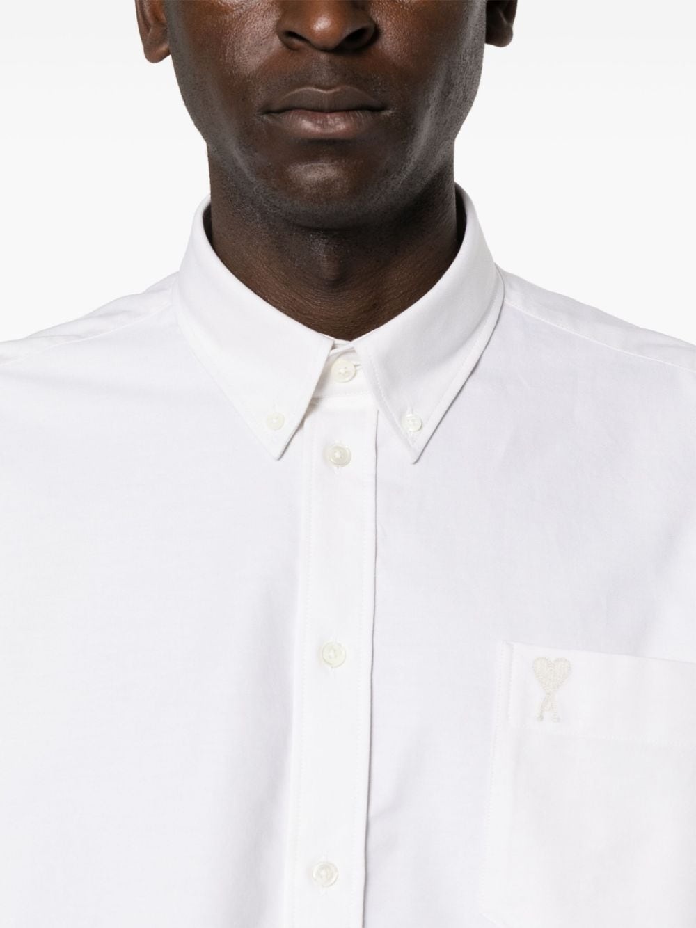 logo-embroidered cotton shirt - 6