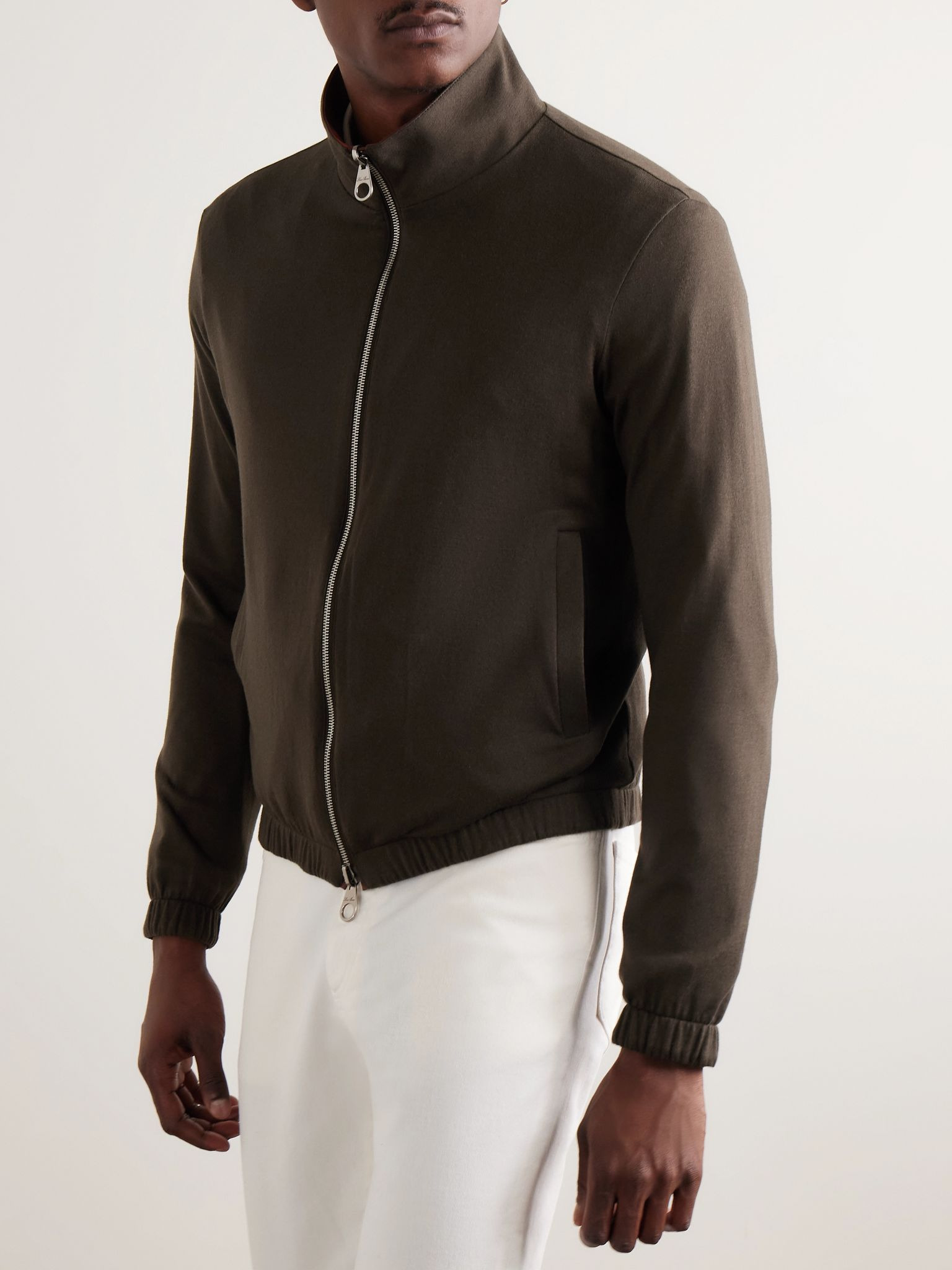 Reversible Windmate® Storm System® Nylon and Cashmere Blouson Jacket Chocolate - 5