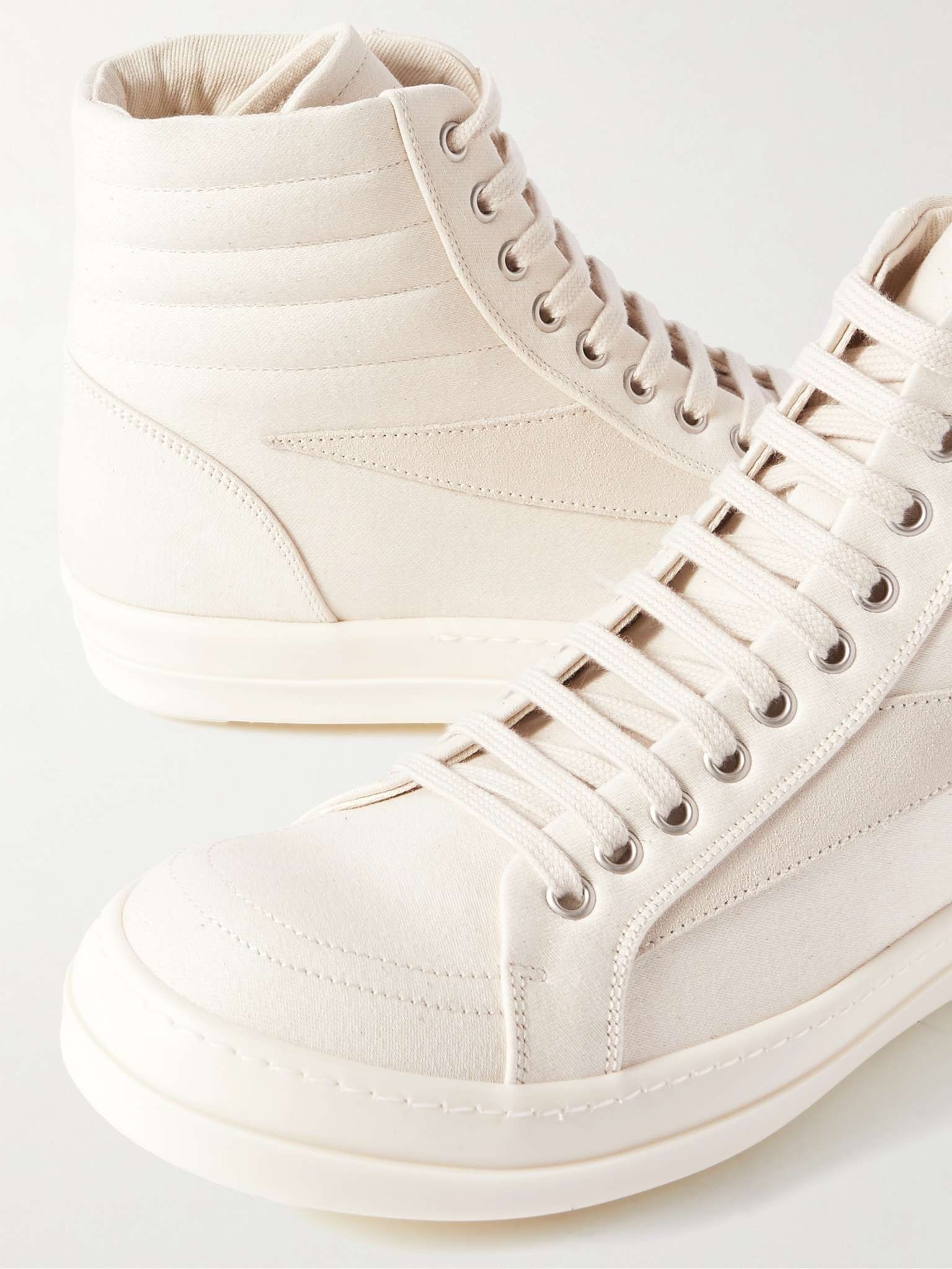 Vintage Suede-Trimmed Canvas High-Top Sneakers - 6