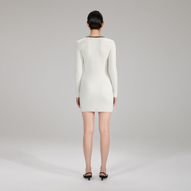 self-portrait Ivory Knit Bow Dress - AW22-924 | REVERSIBLE