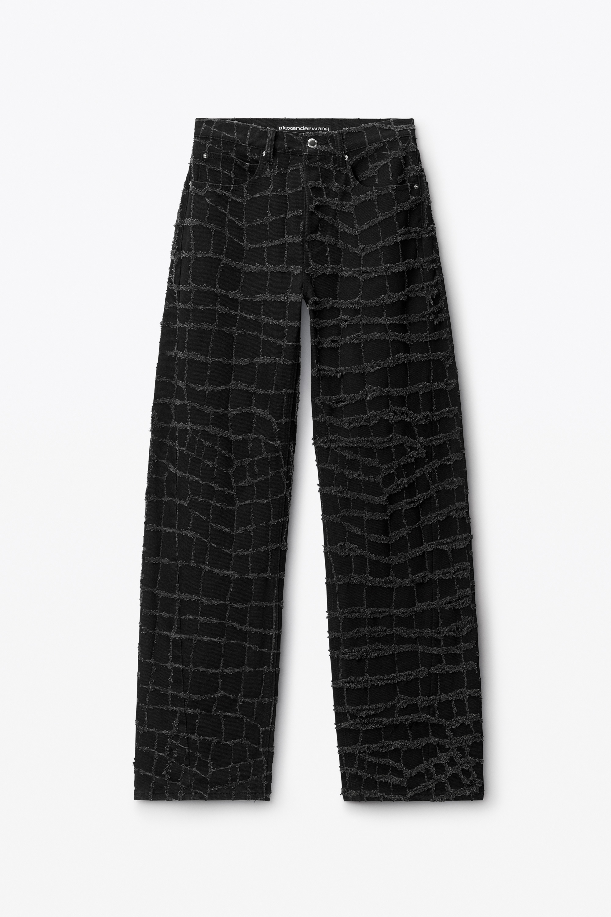 laser-distressed denim jeans - 1