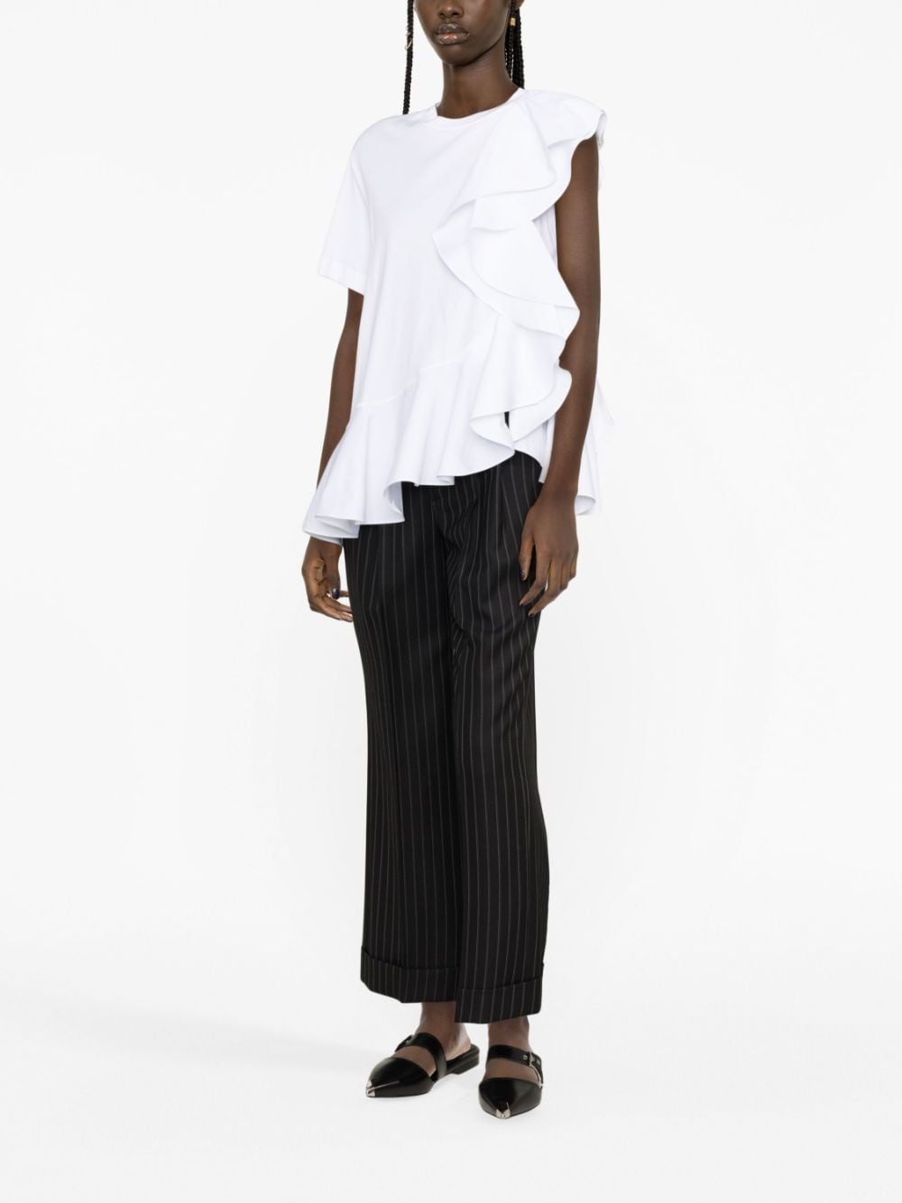 asymmetric ruffled T-shirt - 3