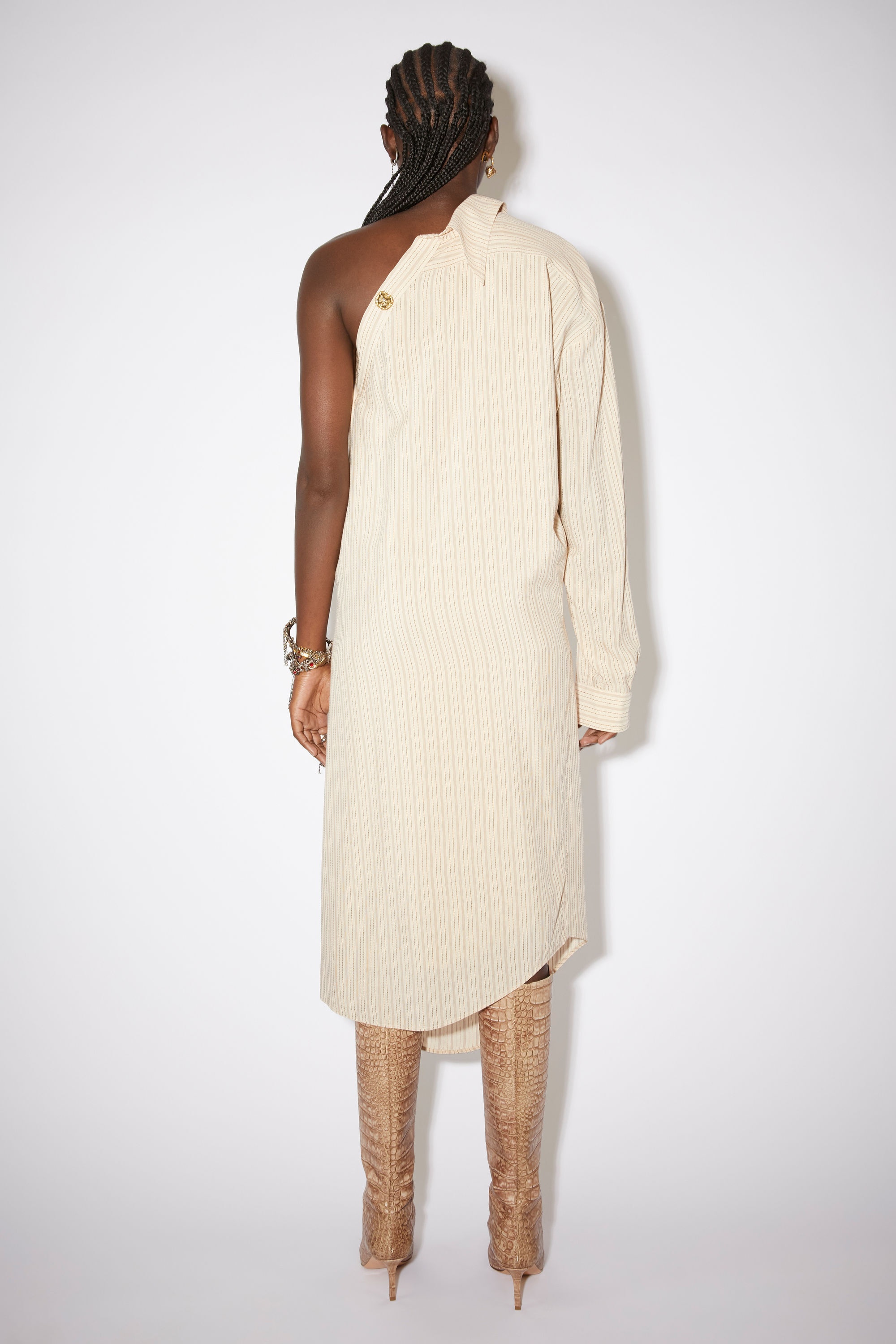 Asymmetric shirt dress - Beige/brown - 3