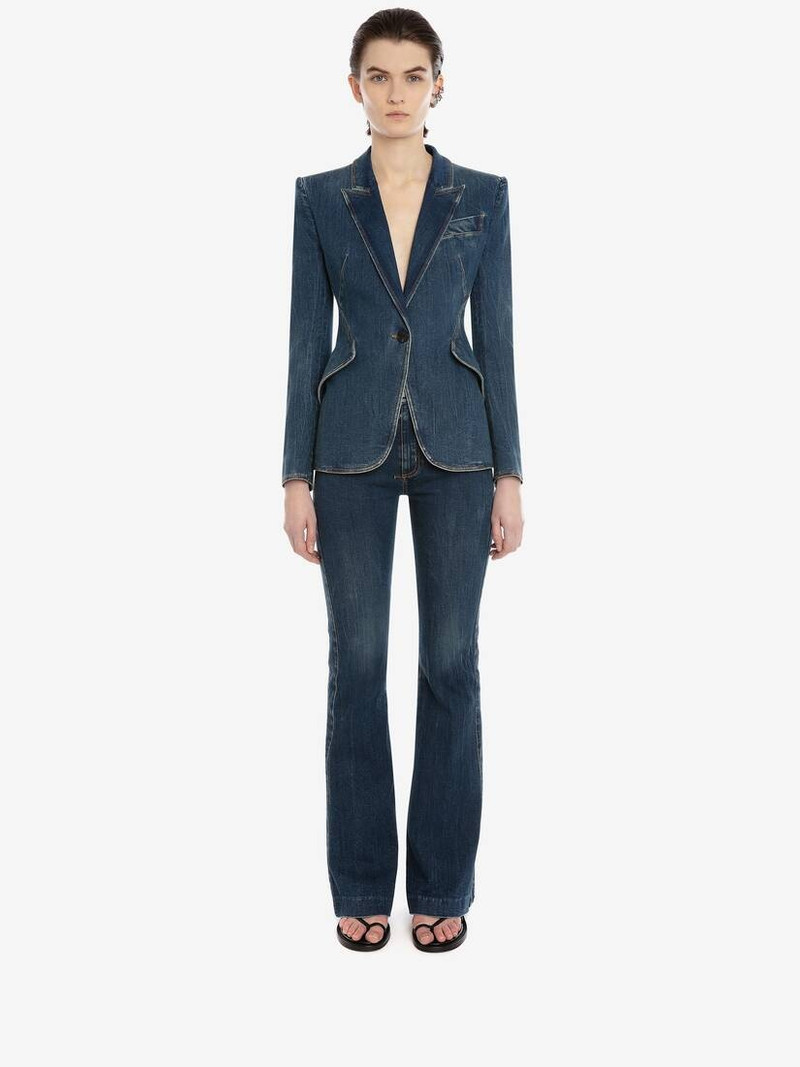 Alexander McQueen Narrow Bootcut Denim Trouser in Dark Blue Wash outlook