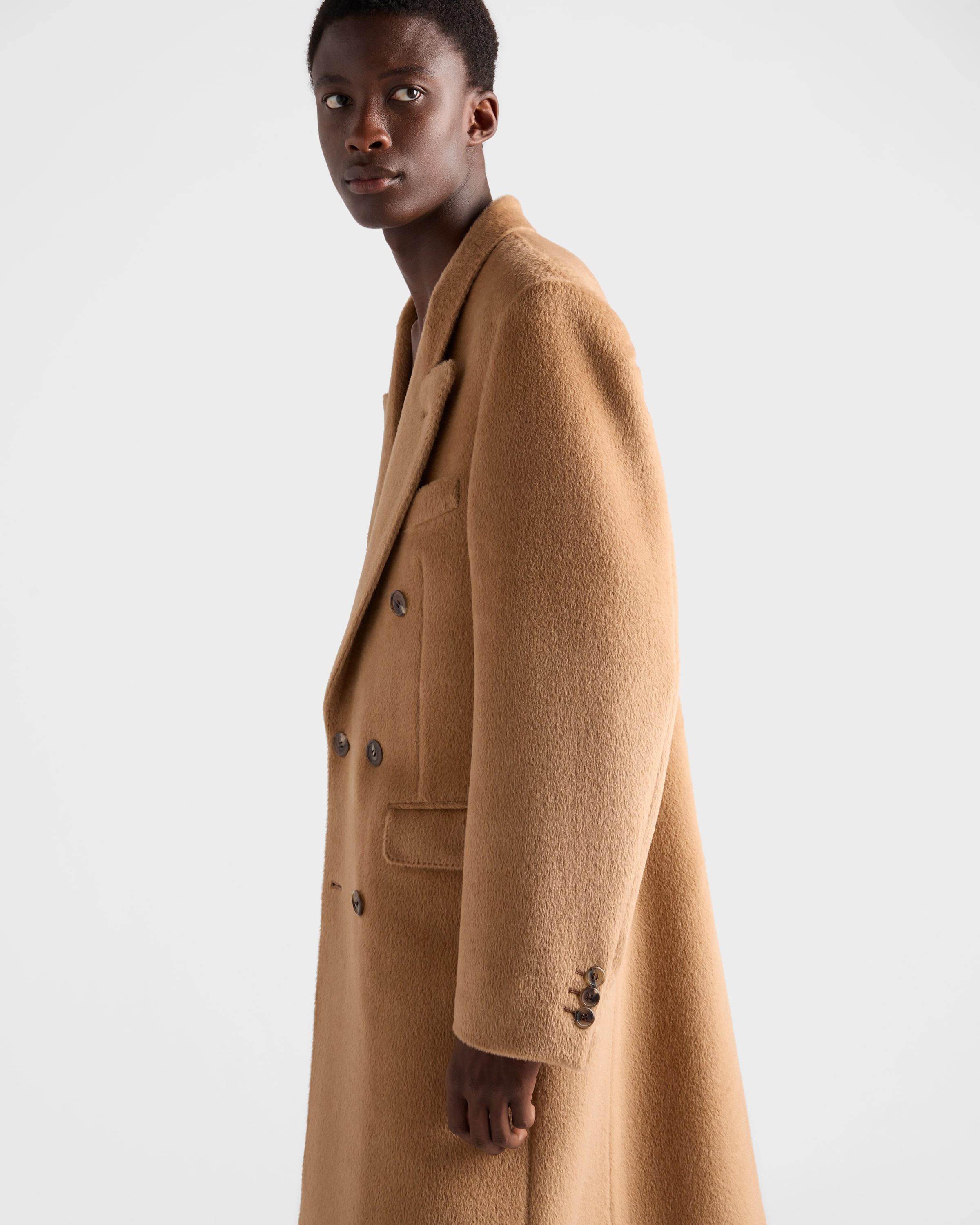 Double-breasted wool blend coat - 4
