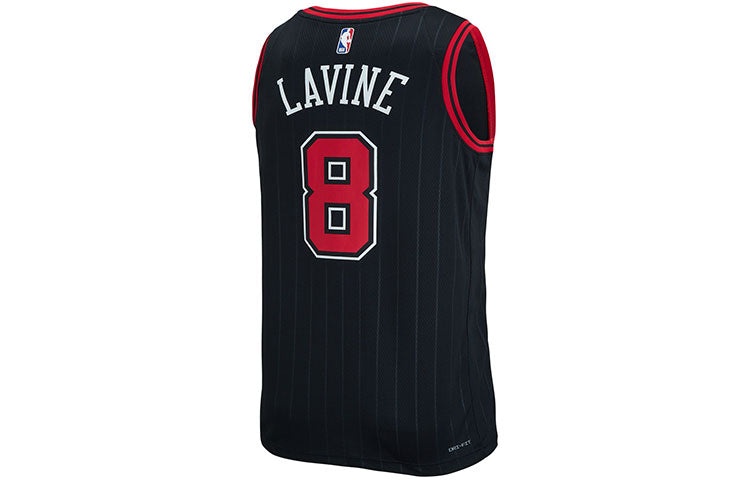 Air Jordan NBA Sports Basketball Jersey SW Fan Edition 20 Season Chicago Bulls Zach LaVine No. 8 Bla - 3
