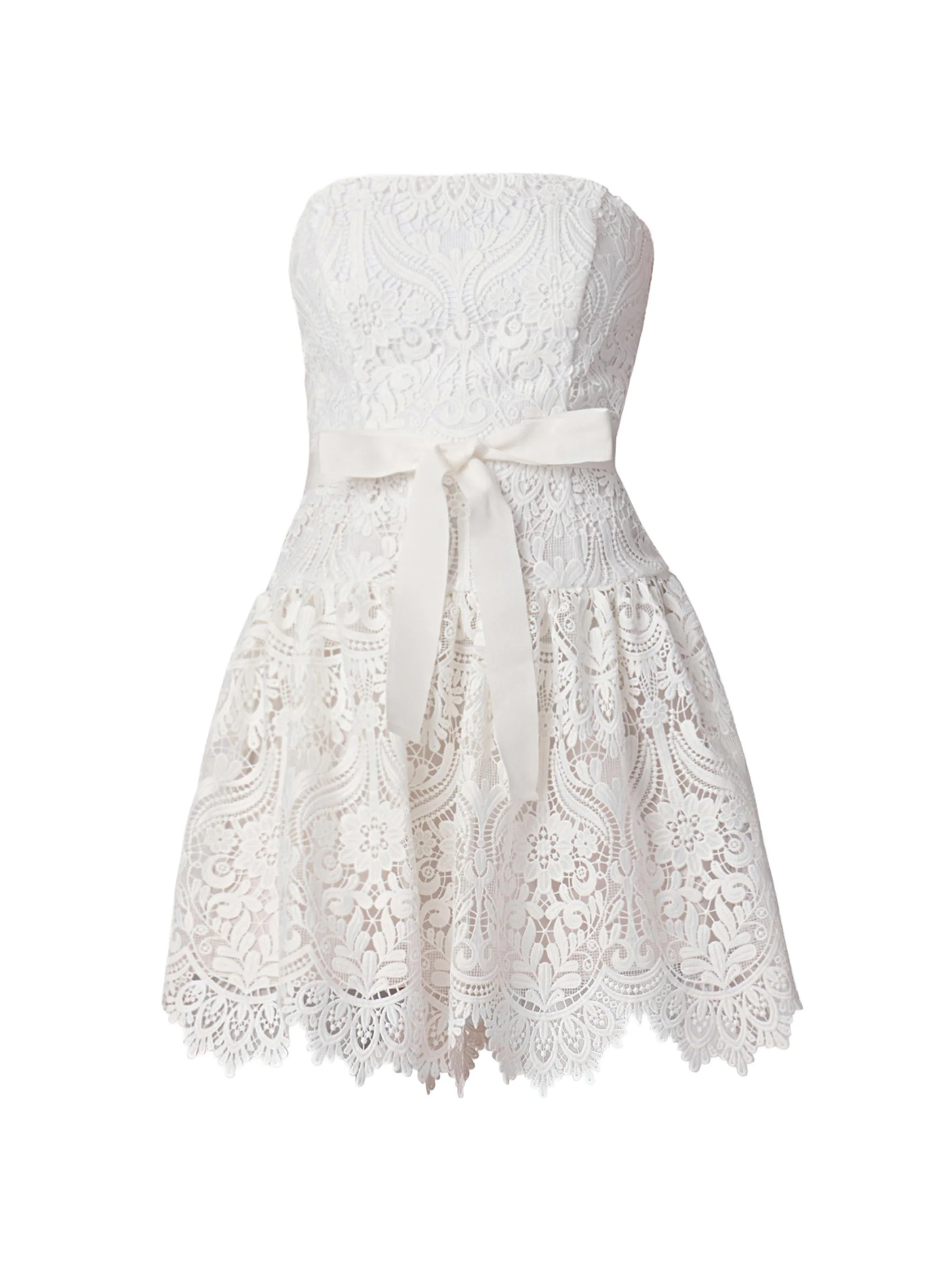 Women's Ester Lace Strapless Minidress - Porcelain - 1