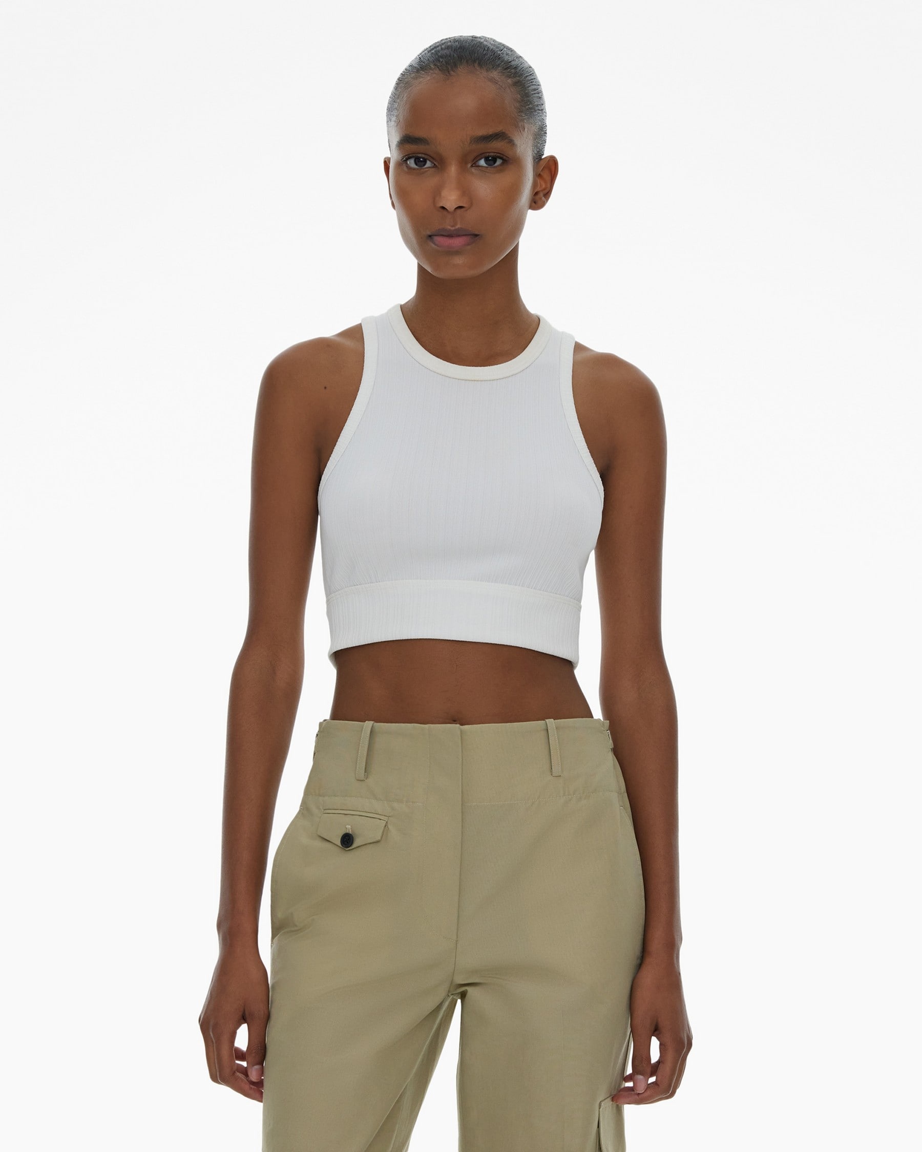 CROPPED RIB KNIT TANK TOP - 3