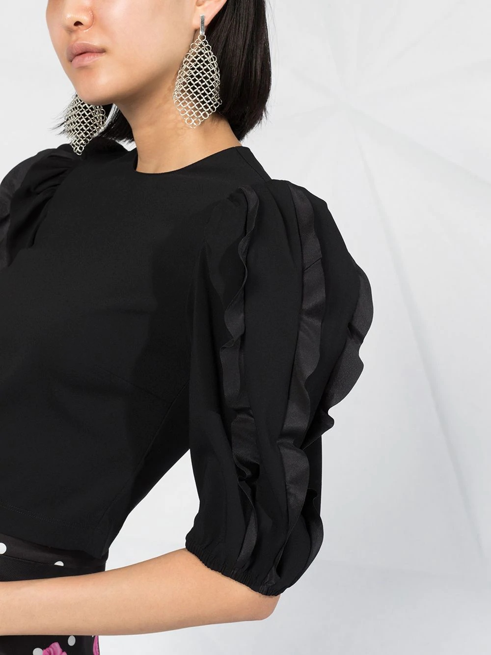 ruffle-trimmed cropped blouse - 5