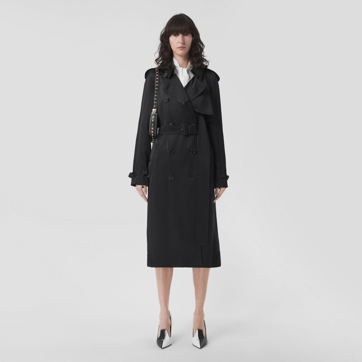 Exaggerated Gun Flap Silk-lined Trench Coat - 3