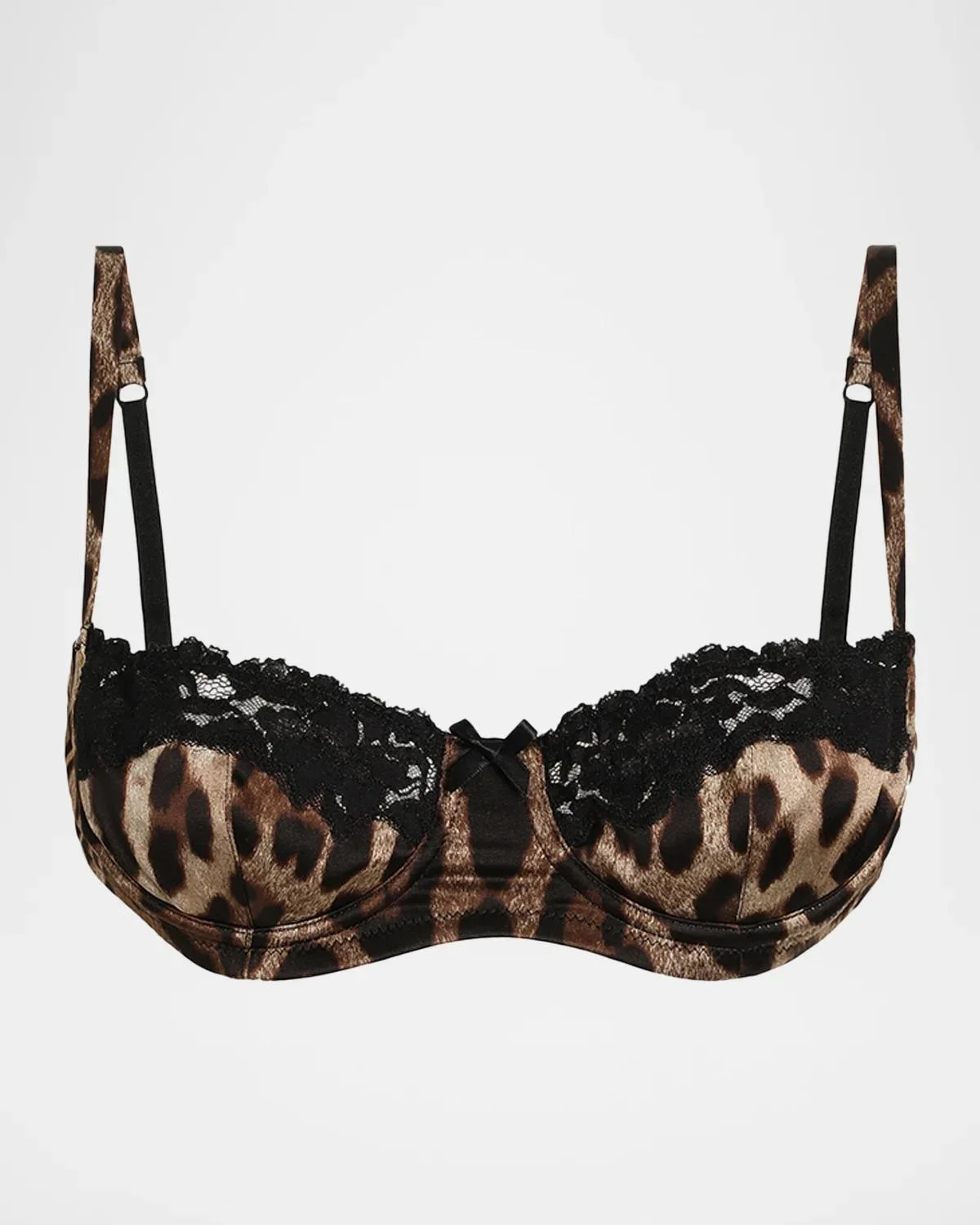 Leopard-Print Lace & Satin Balconette Bra - 1