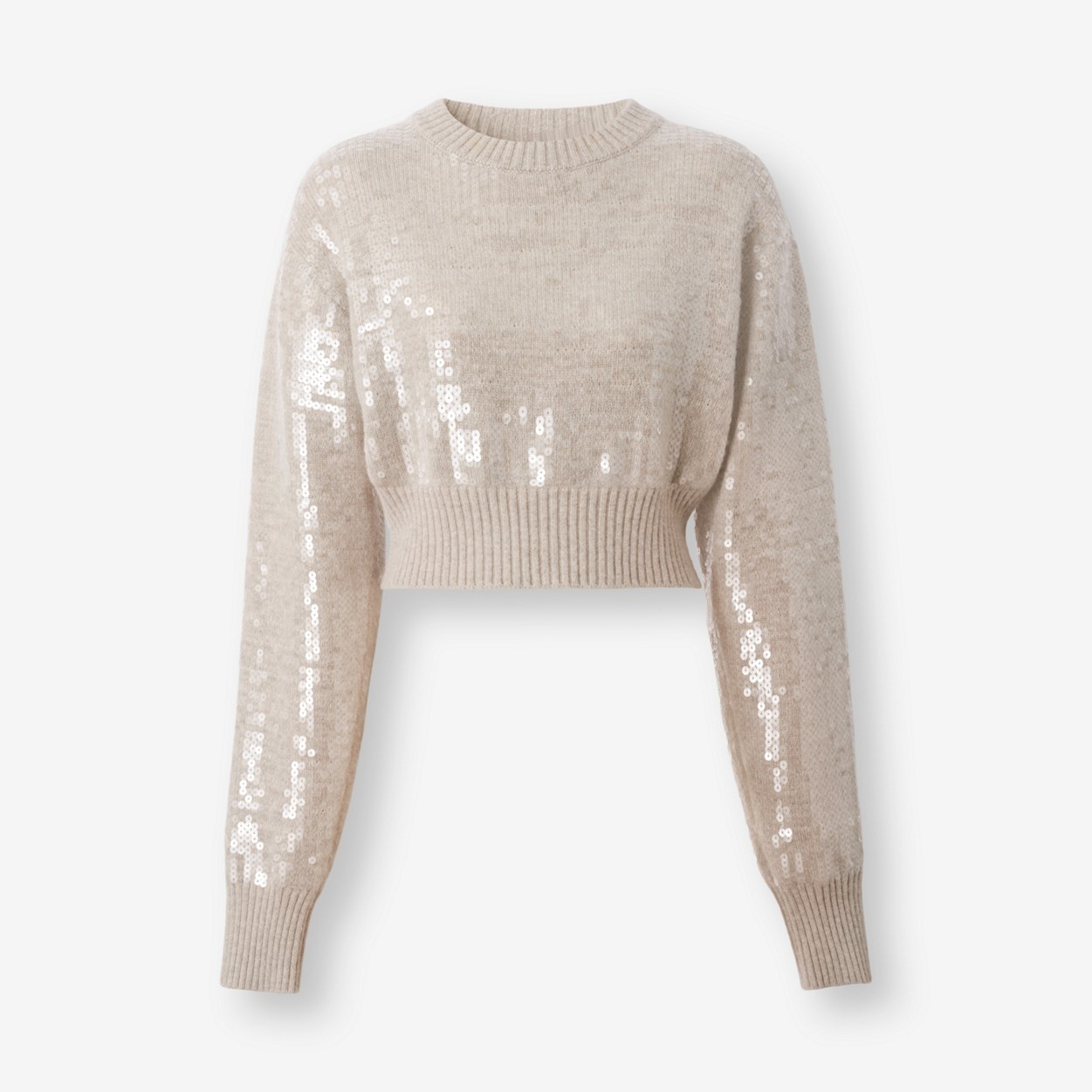 Sequinned Cashmere Cropped Sweater - 1