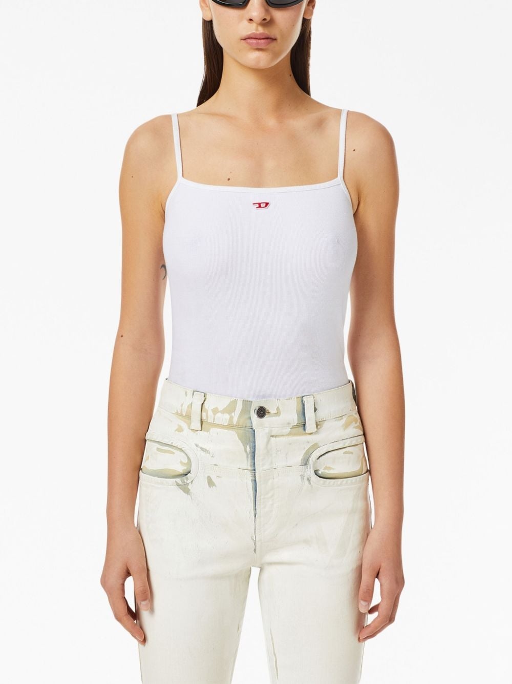 logo-patch sleeveless vest top - 3