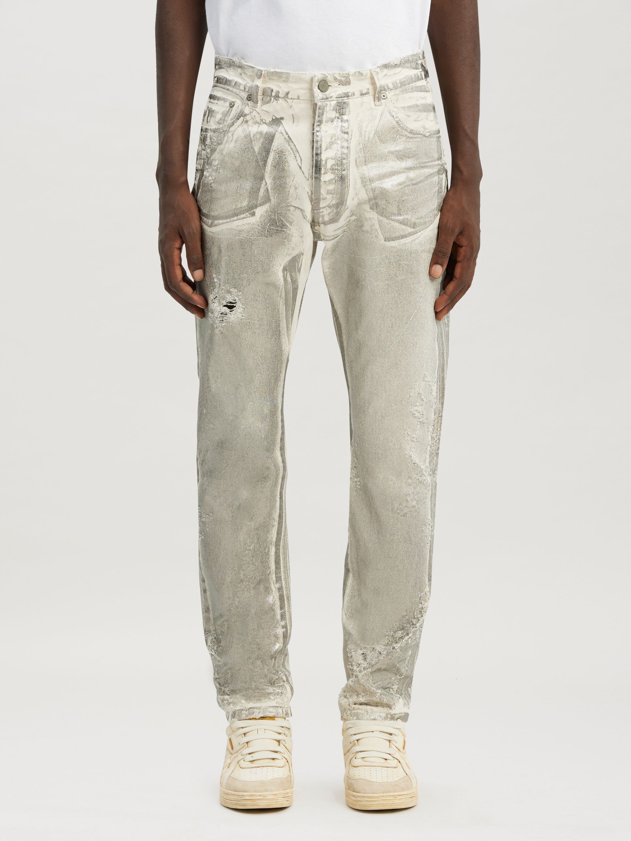 Metallic White Wash Regular 5 Pockets - 3
