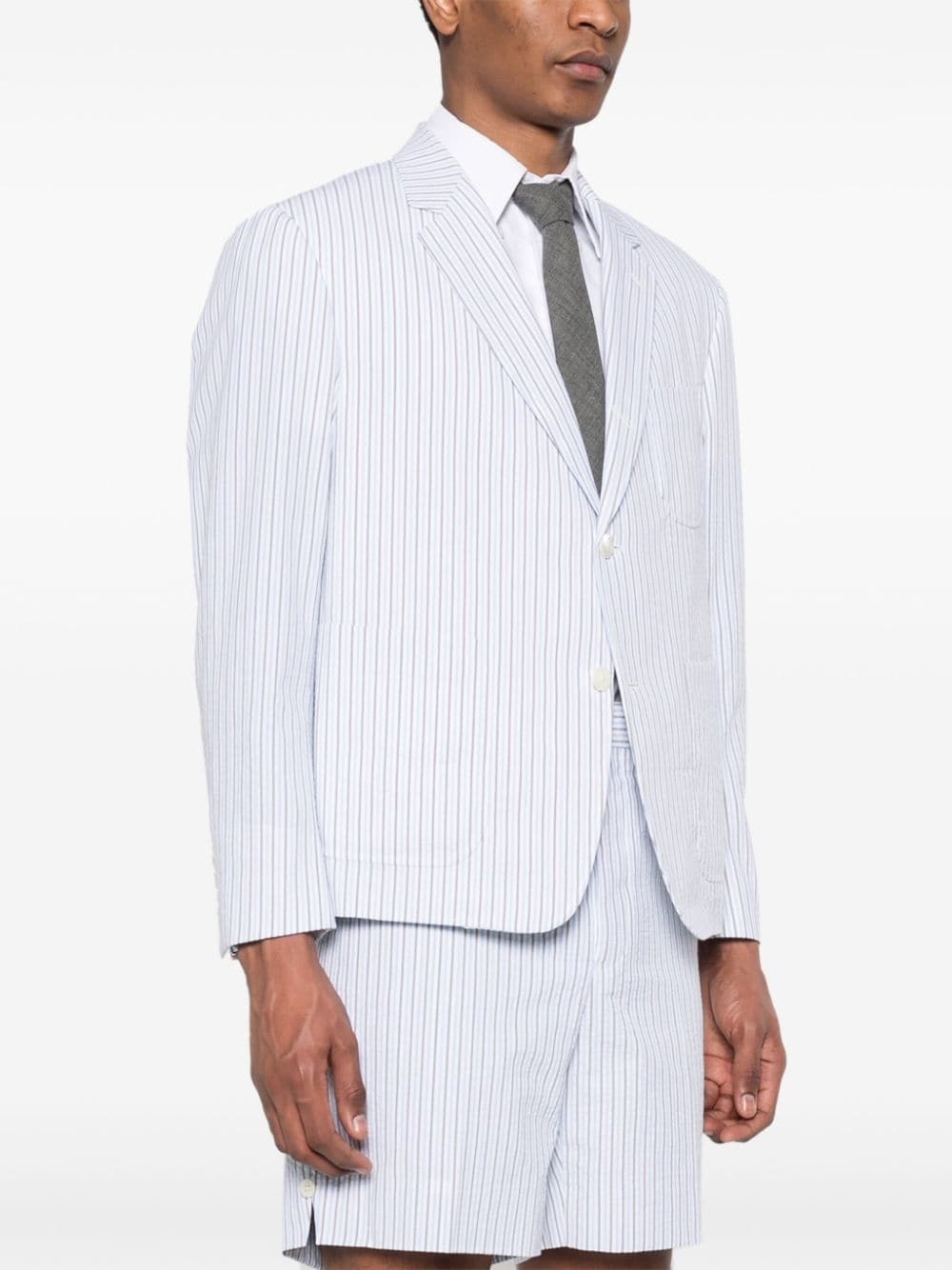 seersucker striped blazer - 3