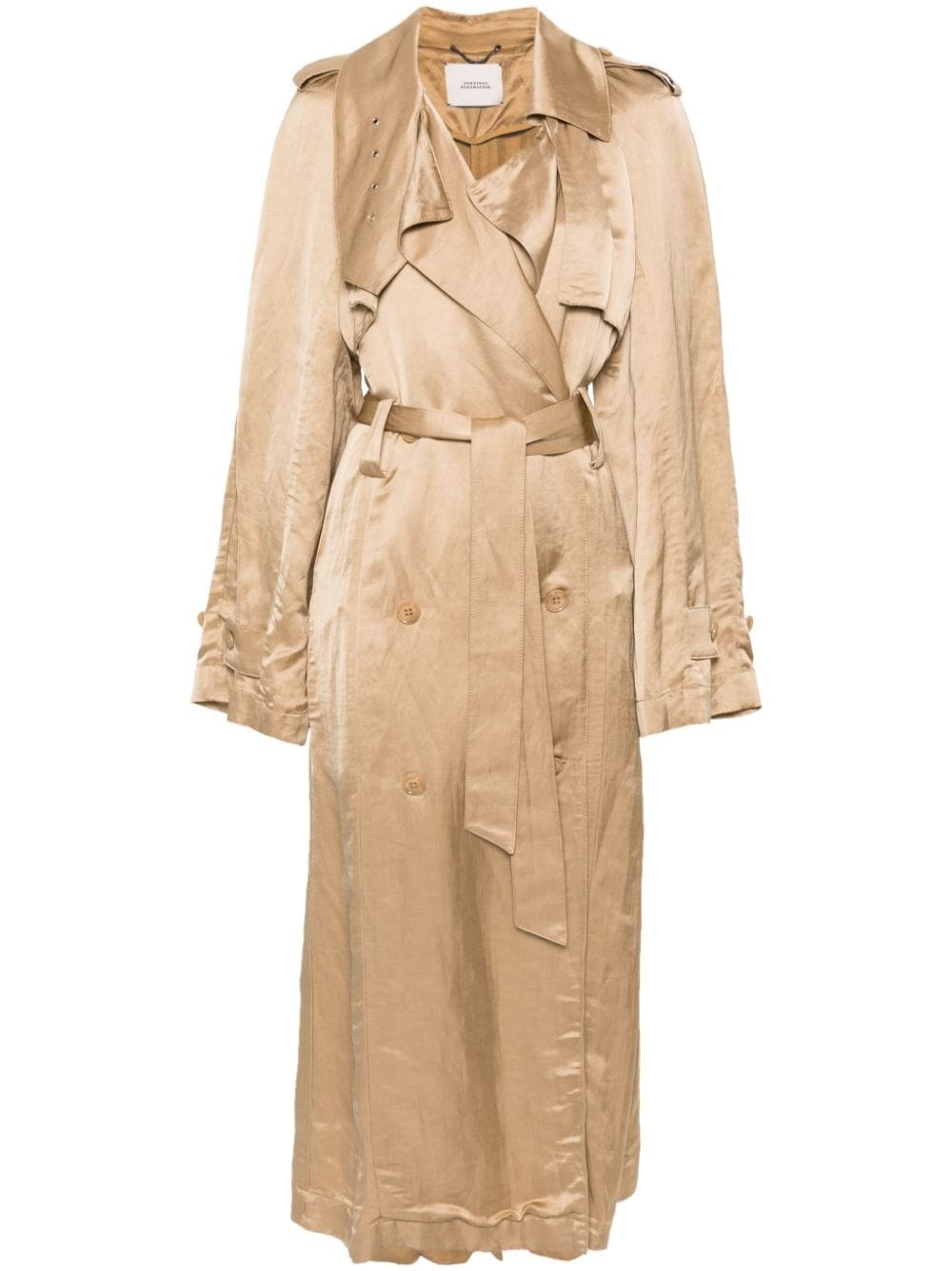 linen-blend trench coat - 1