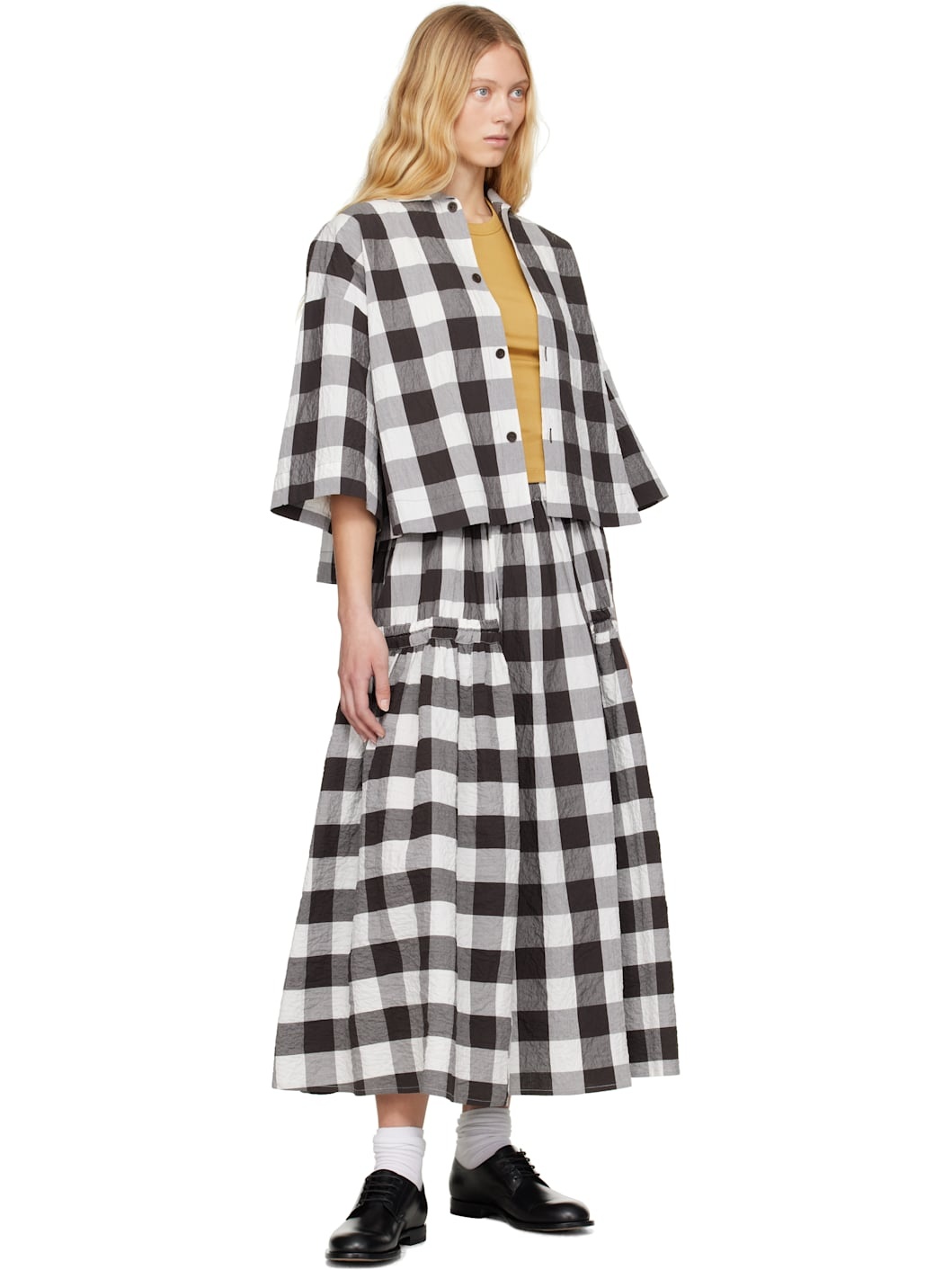 White & Brown 'The Harvester' Midi Skirt - 4