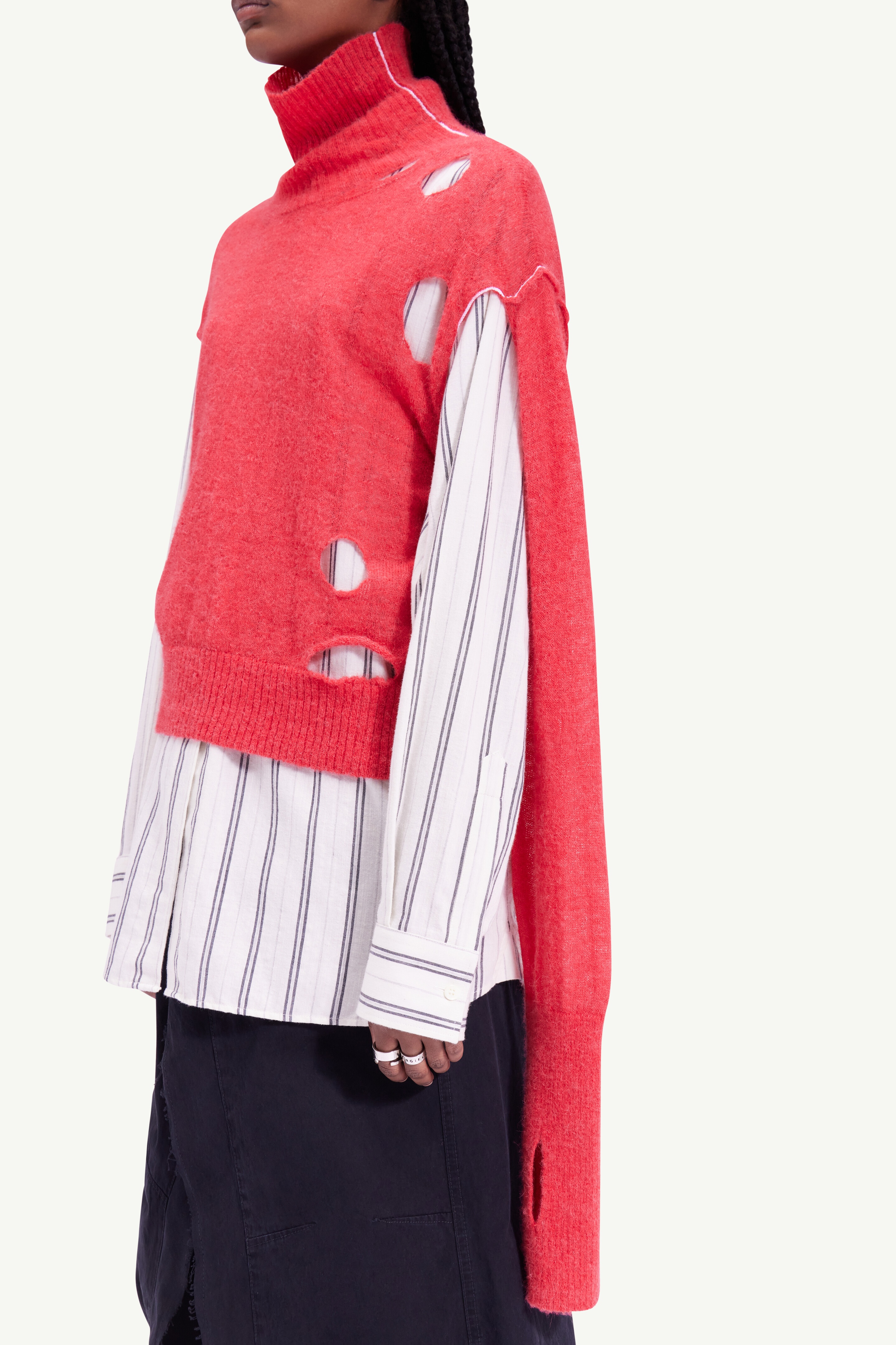 Distressed knit high-neck sweater - 5