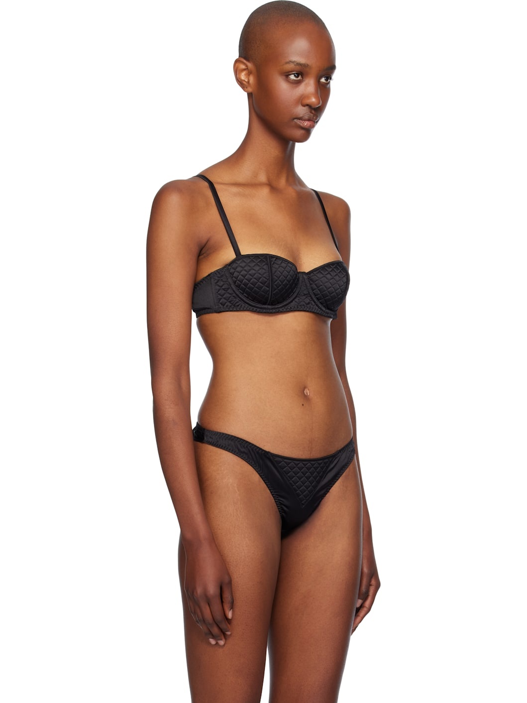 Black Quilted Luxe Balconette Bra - 2