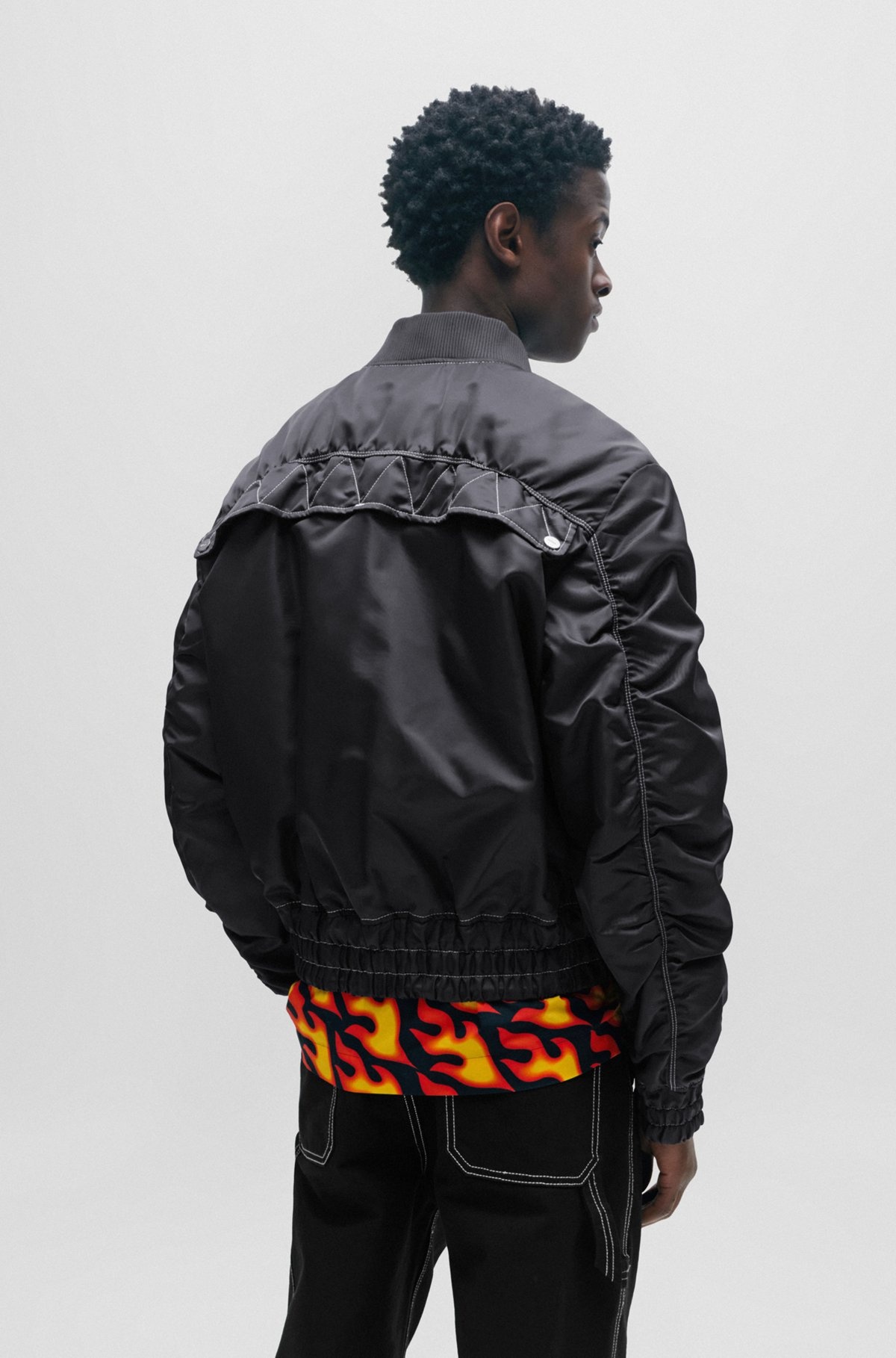 WATER-REPELLENT PADDED BOMBER JACKET WITH LOGO PRINT - 4