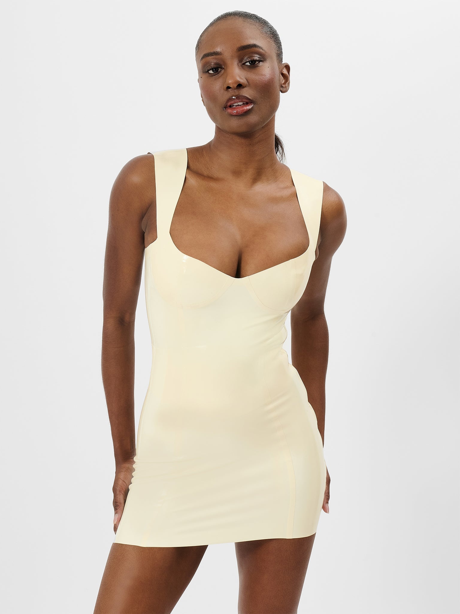 HOLLYWOOD LATEX DRESS WHITE - 3