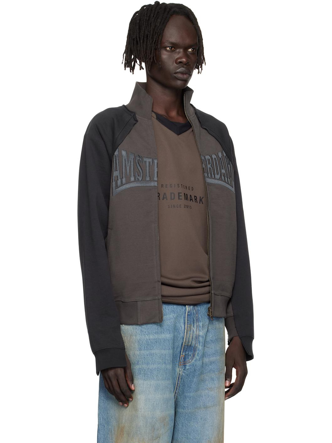 Black & Brown 'Amsterdam' Patched Zip Sweatshirt - 2