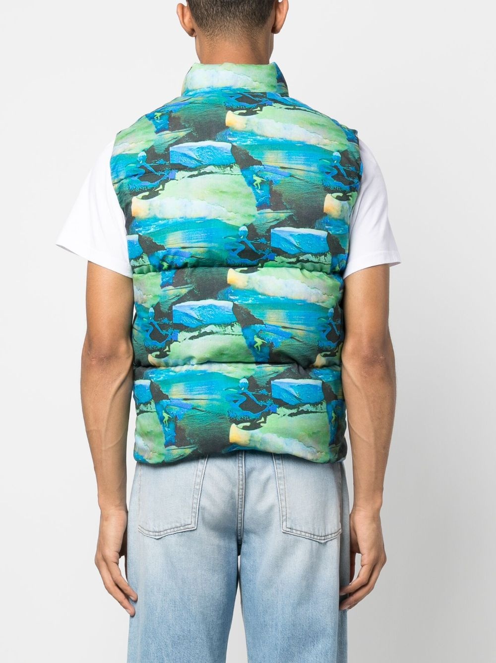 printed quilted puffer gilet - 5