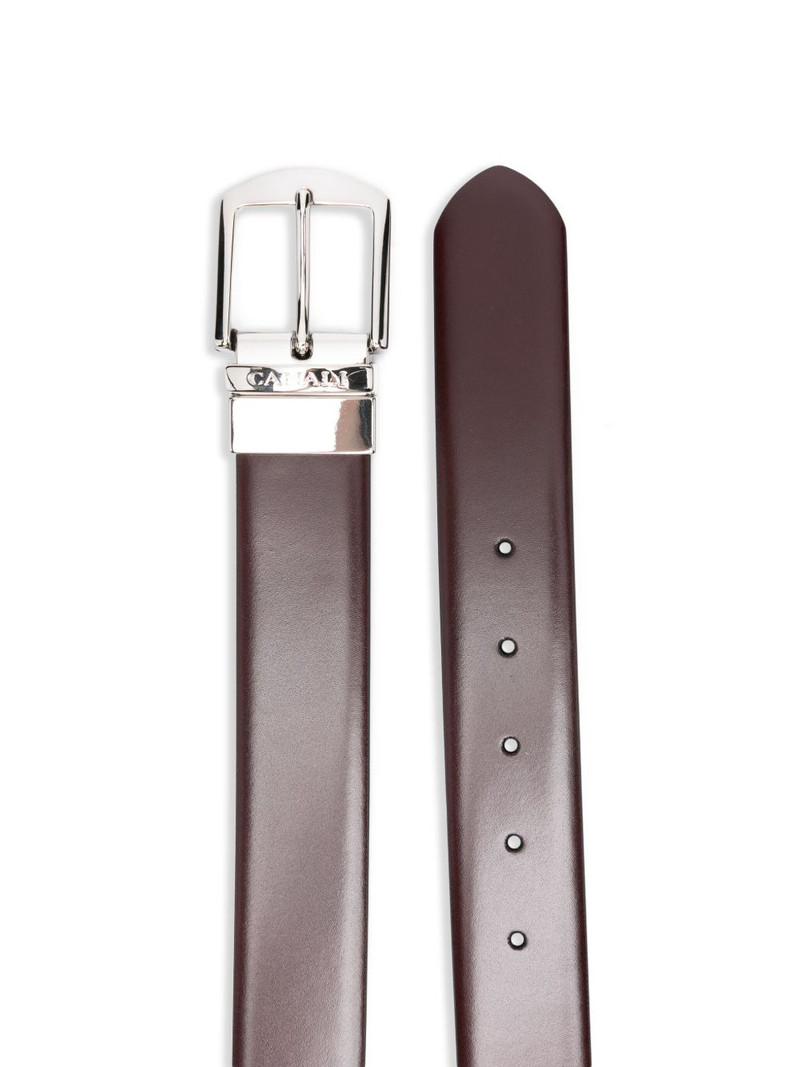 Canali leather silver-buckle belt outlook