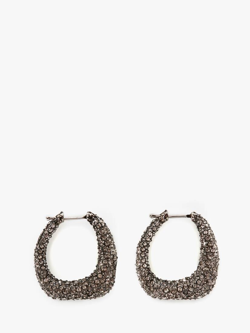 Molten Pave Earrings in Antique Silver - 1