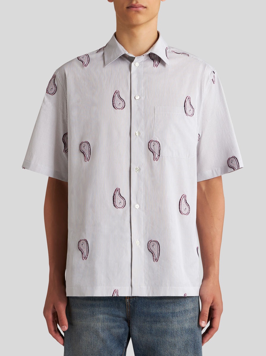 STRIPED SHIRT WITH PAISLEY EMBROIDERY - 2