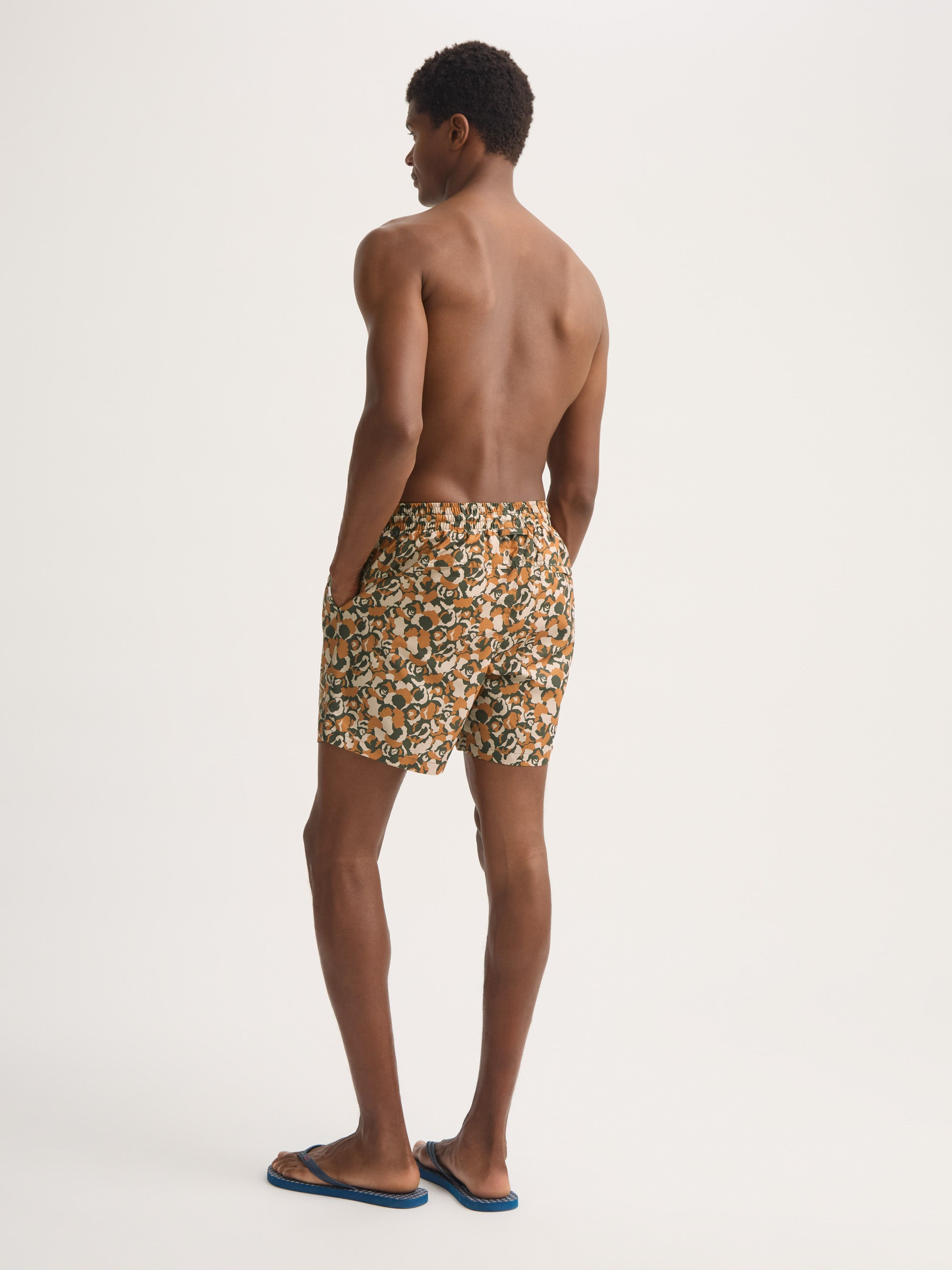 Men's Swim Trunks Maui Green & Brick Multicolor Camo Rose - 3