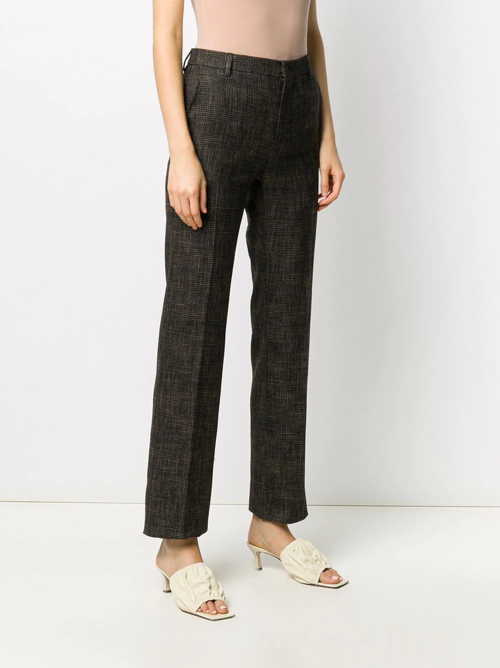 check patterned pleat detail trousers - 3