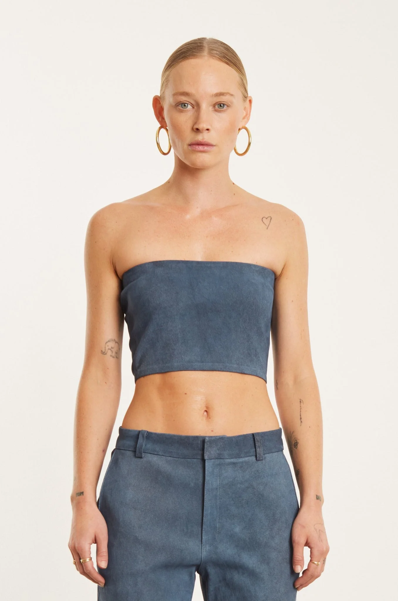 DENIM SUEDE MICRO TUBE TOP - 1