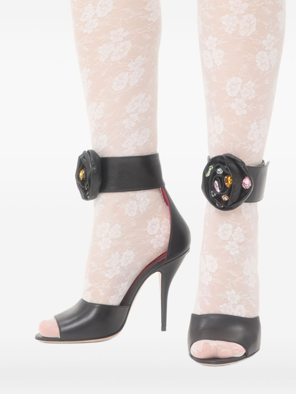 105mm Drip Rose rose-embellished leather sandals - 5