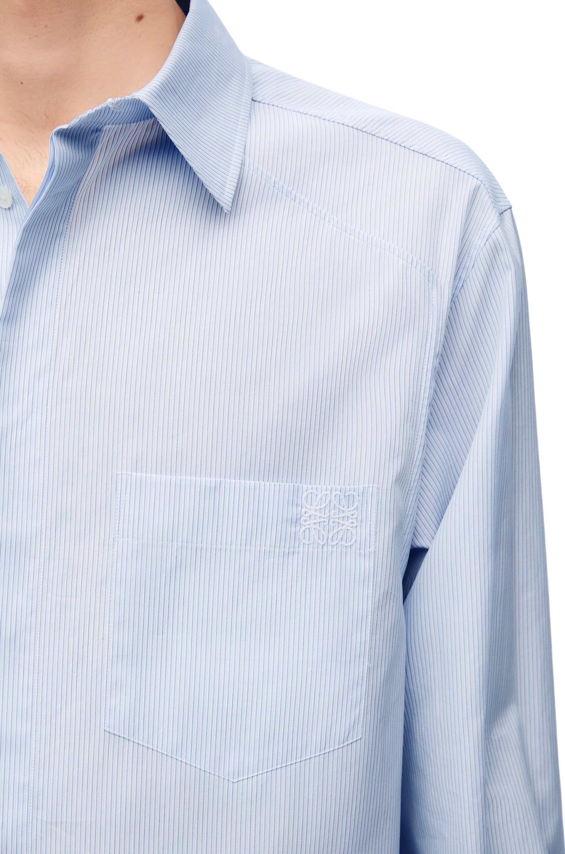 Asymmetric shirt in striped cotton - 5