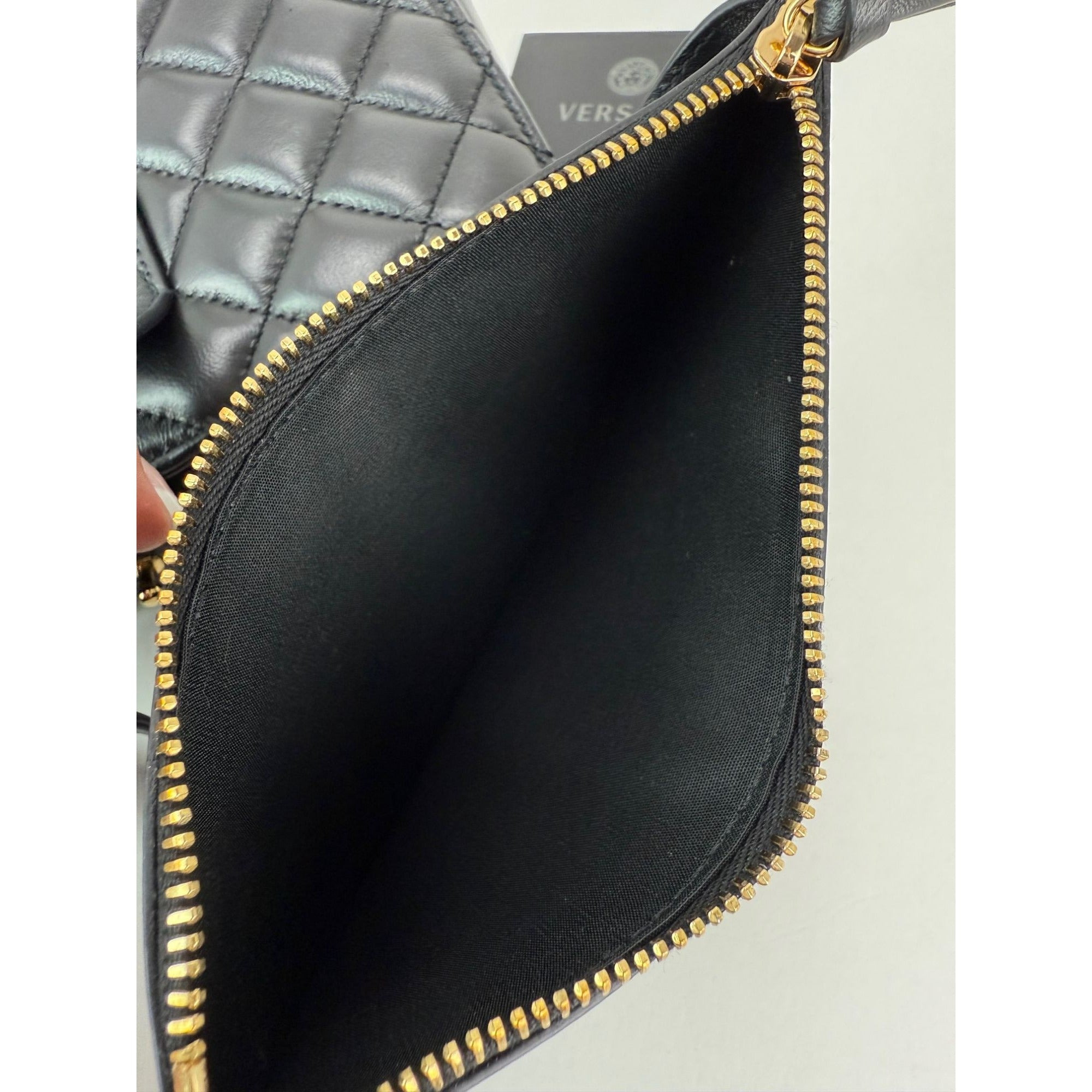 Versace Gianni - Versace Gianni Nappa Quilted Medusa Black Leather Tote Bag - 9